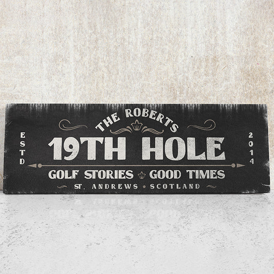 Personalized 19th Hole Signs | Custom Golf Signs for Man Cave | Golf Wall Decor | 19th Hole Bar Sign Canvas | Unique Custom Golfer Gifts Wall Art | Vintage Golf Prints