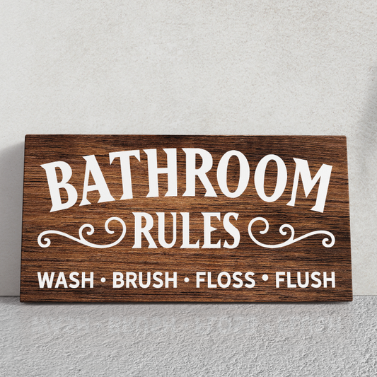 Custom Rustic Bathroom Rules Sign - Farmhouse Bathroom Decor, Wood Bathroom Sign, Country Rustic Sign, Wash Brush Flush, Lakehouse & Cottage Bathroom Signs, Bathroom Humor