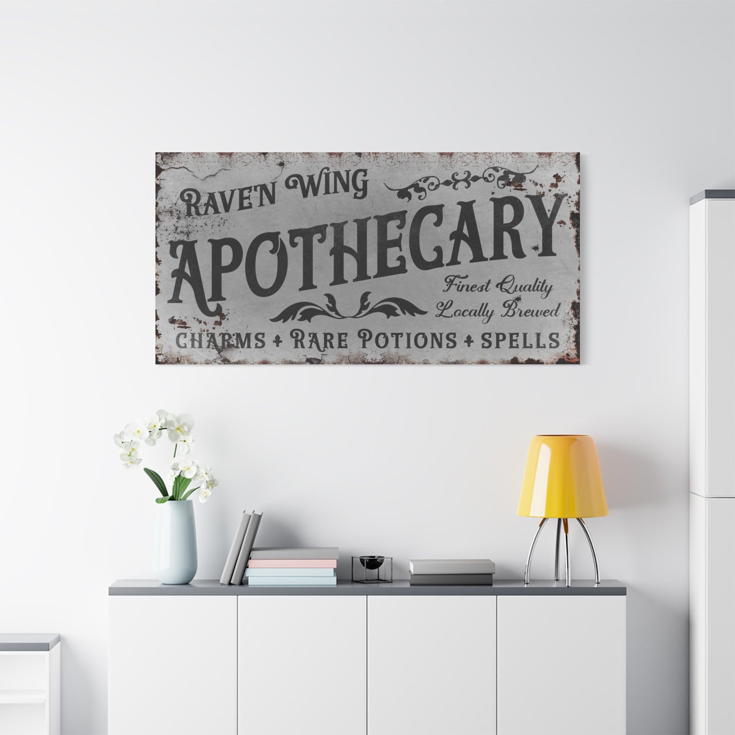 Personalized Vintage Halloween Apothecary Sign – Custom Witchy Wall Art with Charms, Potions & Spells – Rustic Farmhouse Decor for Apothecary Cabinet, Wiccan Gift, or Gothic Home