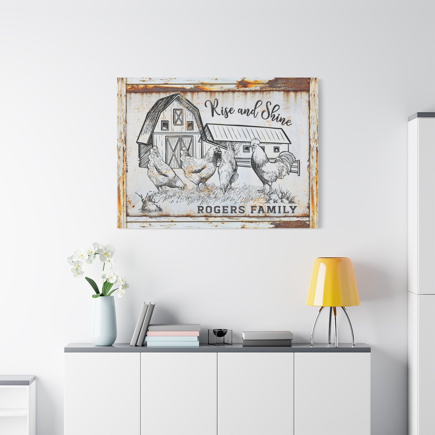 Personalized Farmhouse Sign – Custom Farmhouse Sign with Family Name – Unique Scottish Cattle Ranch Poster - Farmhouse Decor Prints - Floral Watercolor Cow Paintings