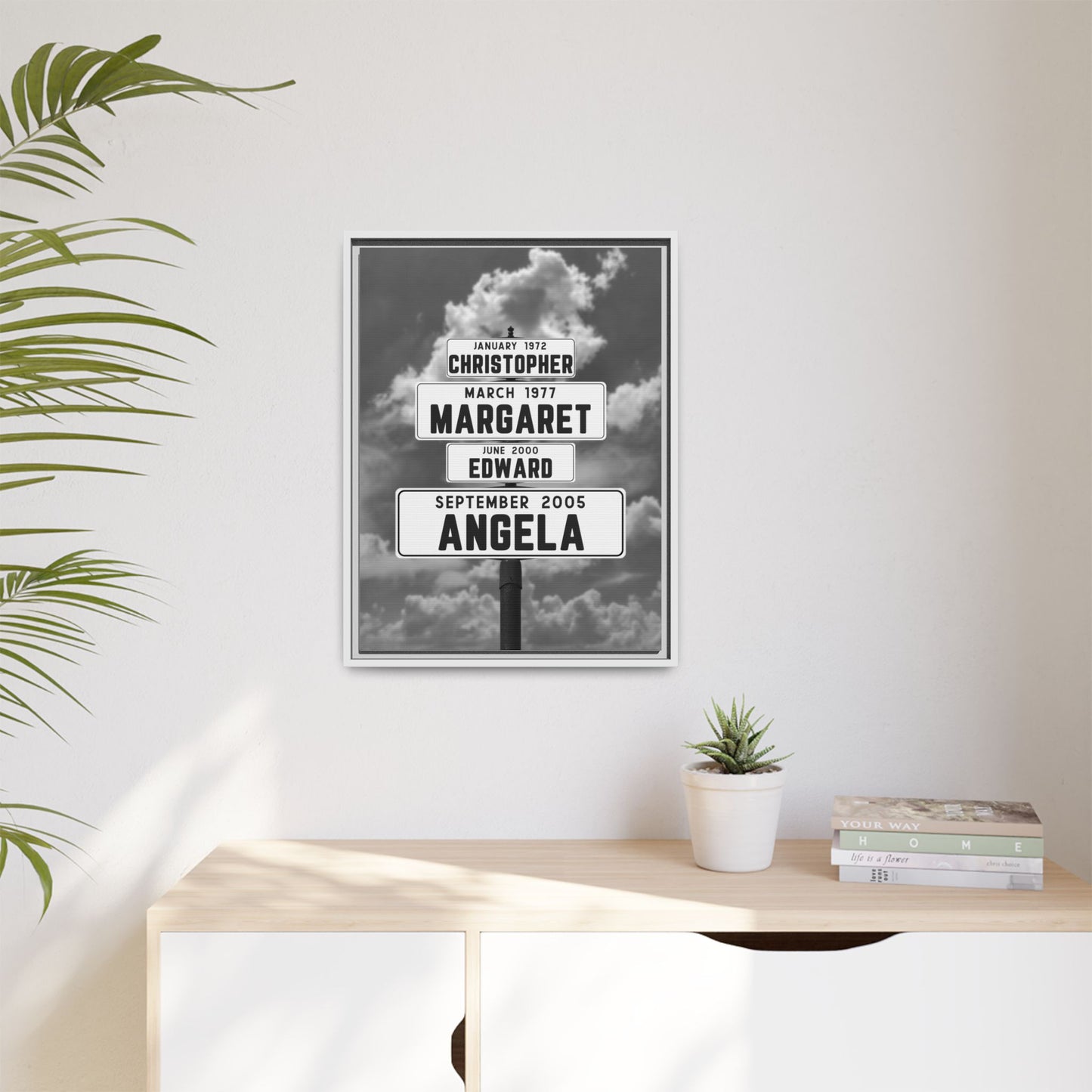 Personalized Family Name Street Sign Canvas | Custom Vintage Street Sign with Date of Birth | Multi-Names Custom Sign | Wedding, Anniversary, Engagement, Valentine's, and Father's Day Gift | Unique Custom Couple Sign