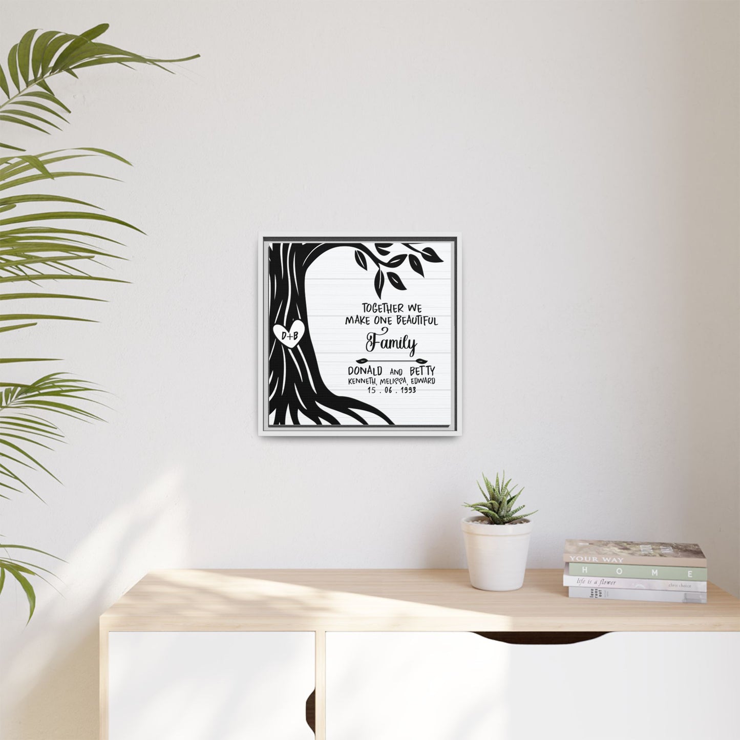 Custom Family Tree Sign - Personalized Family Tree Template, Ancestral Pedigree & Genealogy Chart Wall Art -Adoption Quote - Second Marriage Decor