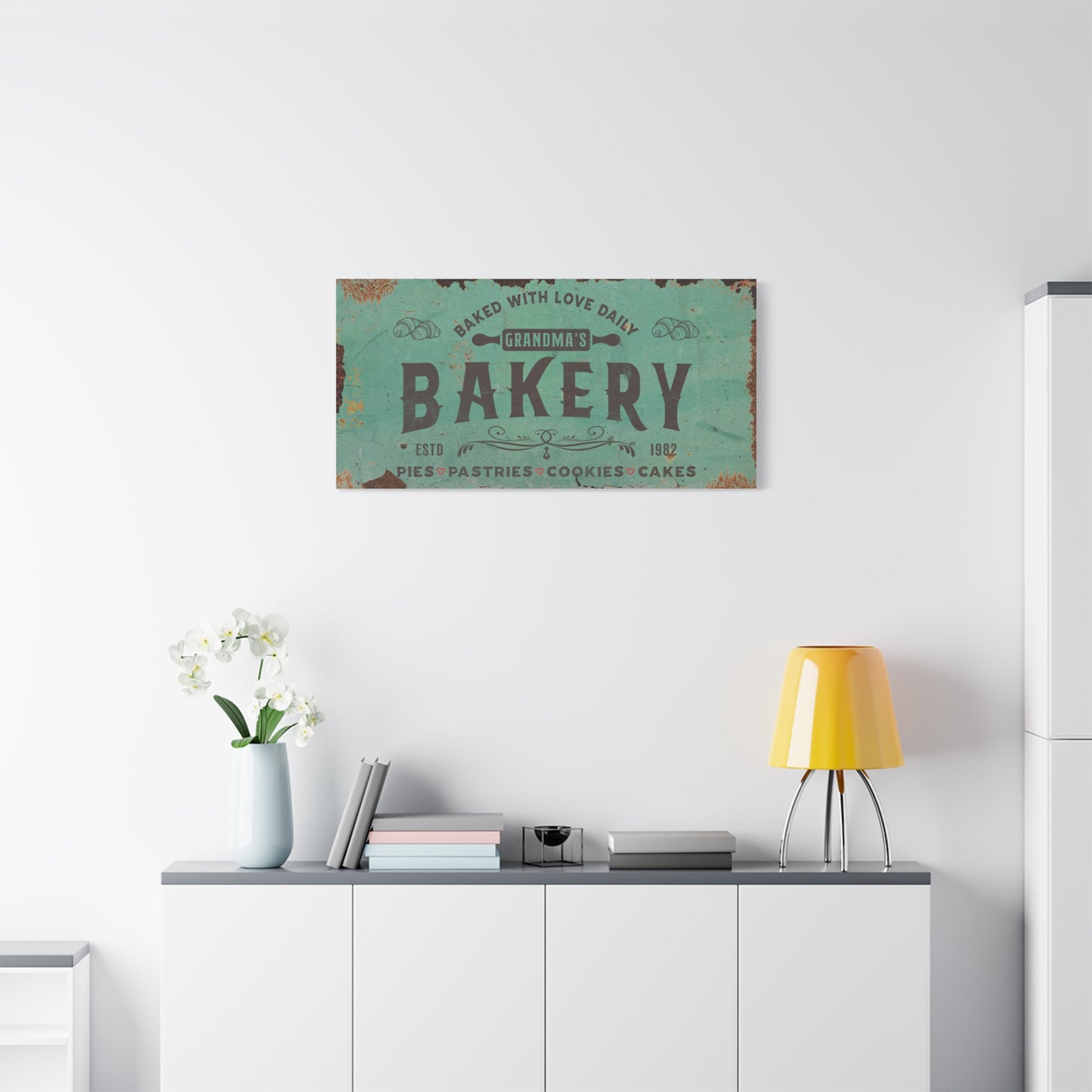 Custom Bakery Sign – Personalized Bake Shop Open Sign, Vintage Rustic Kitchen Decor, Premium Quality Bakery Wall Art, Custom Baking Gift for Bakers, Beach House & Farmhouse Kitchen Decoration