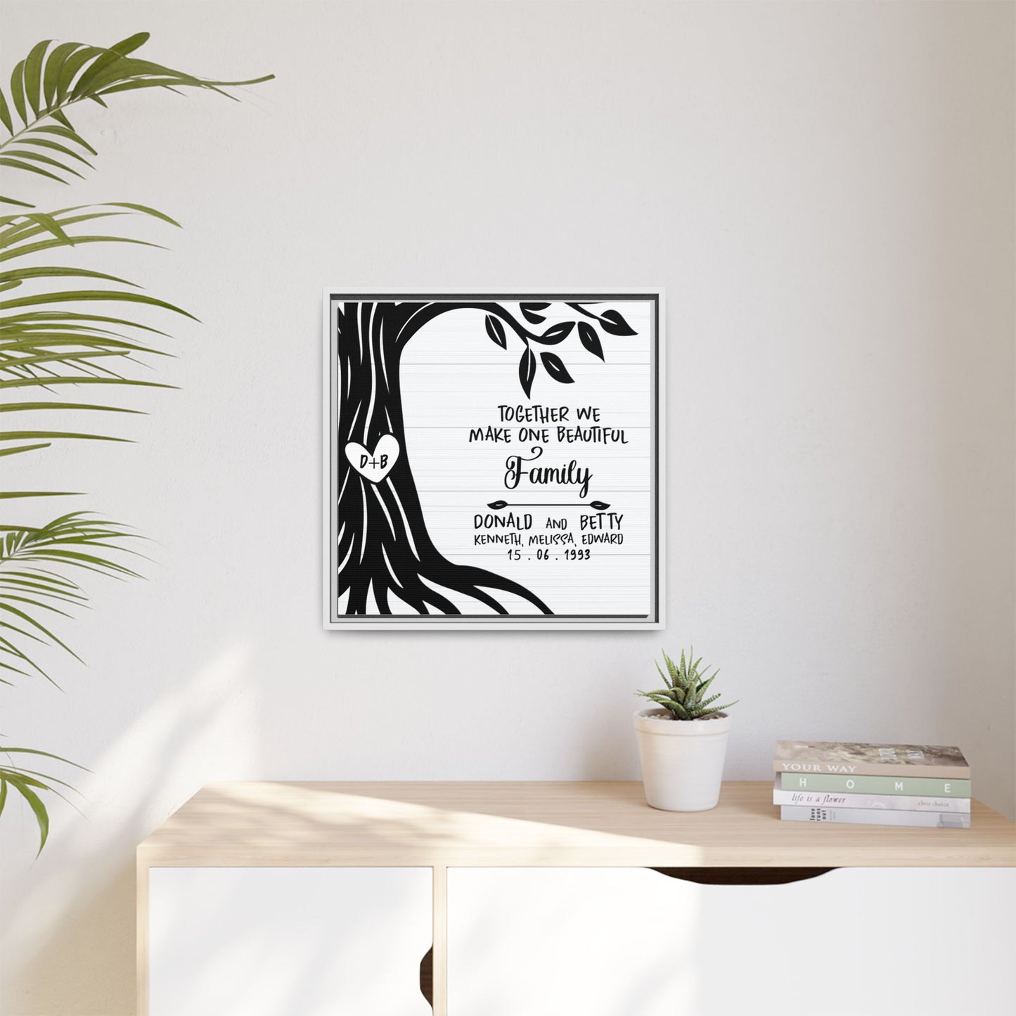 Custom Family Tree Sign - Personalized Family Tree Template, Ancestral Pedigree & Genealogy Chart Wall Art -Adoption Quote - Second Marriage Decor