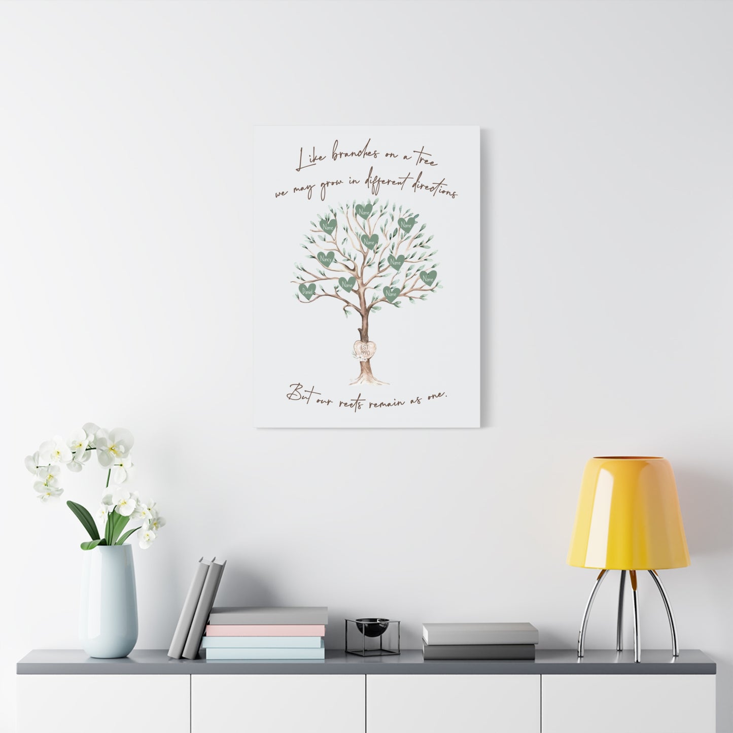 Personalized Family Tree Gift - Custom Watercolor Family Tree Wall Art for Housewarming, Grandma, 25th Anniversary, Wedding or Family Reunion Décor