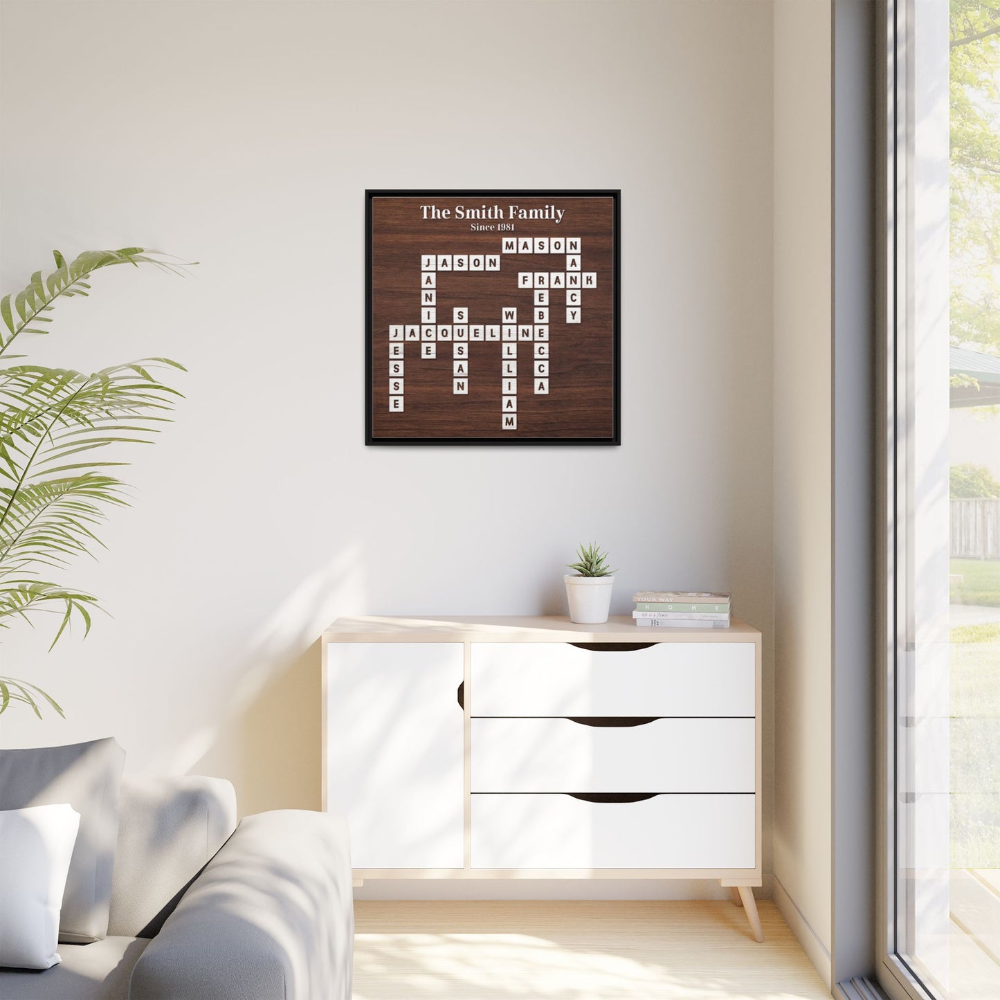 Personalised Scrabble Family Name Sign - Custom Family Tree Name Frame with Letter - Unique Scrabble Art Keepsake for Christmas, Weddings, Anniversaries & Family Gifts
