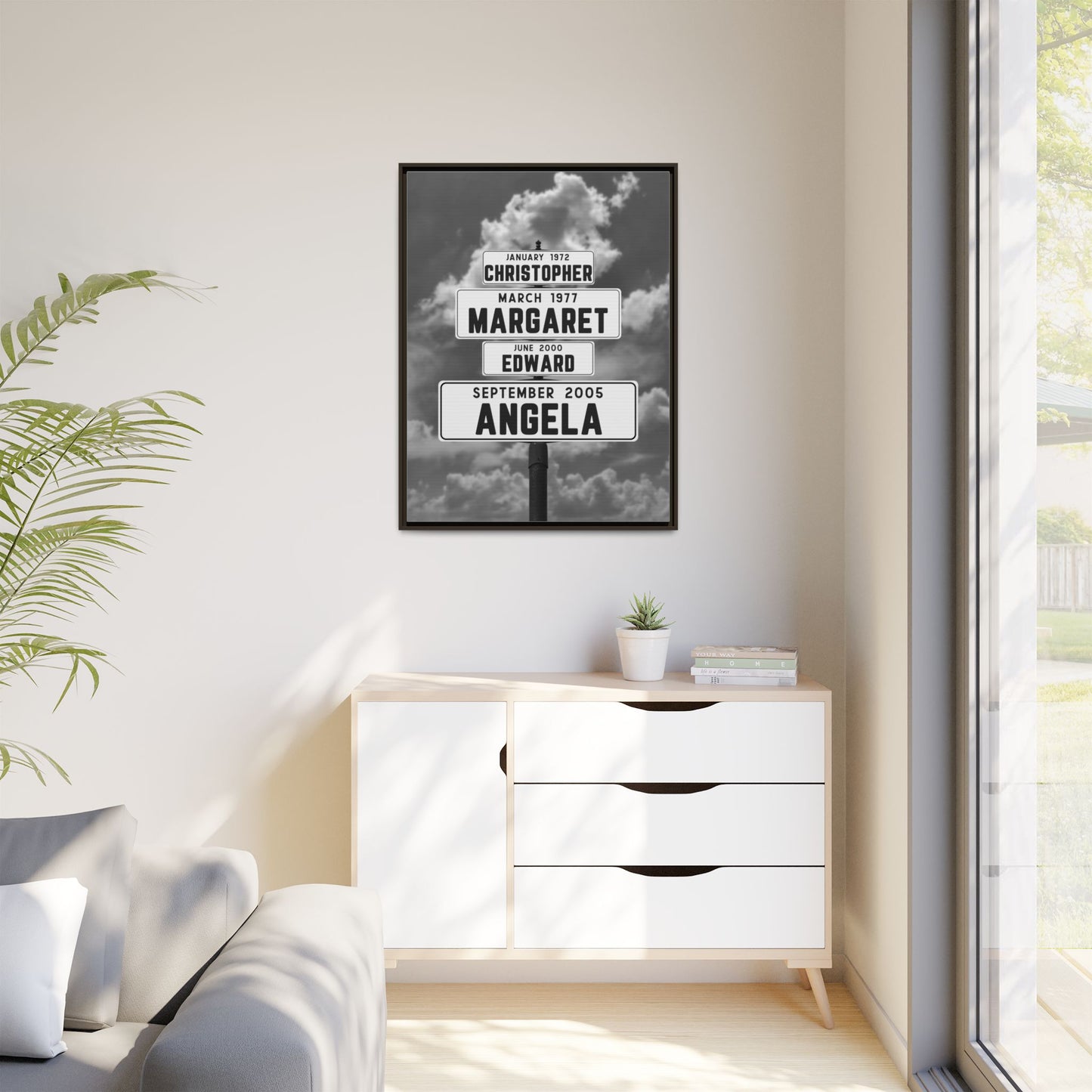 Personalized Family Name Street Sign Canvas | Custom Vintage Street Sign with Date of Birth | Multi-Names Custom Sign | Wedding, Anniversary, Engagement, Valentine's, and Father's Day Gift | Unique Custom Couple Sign