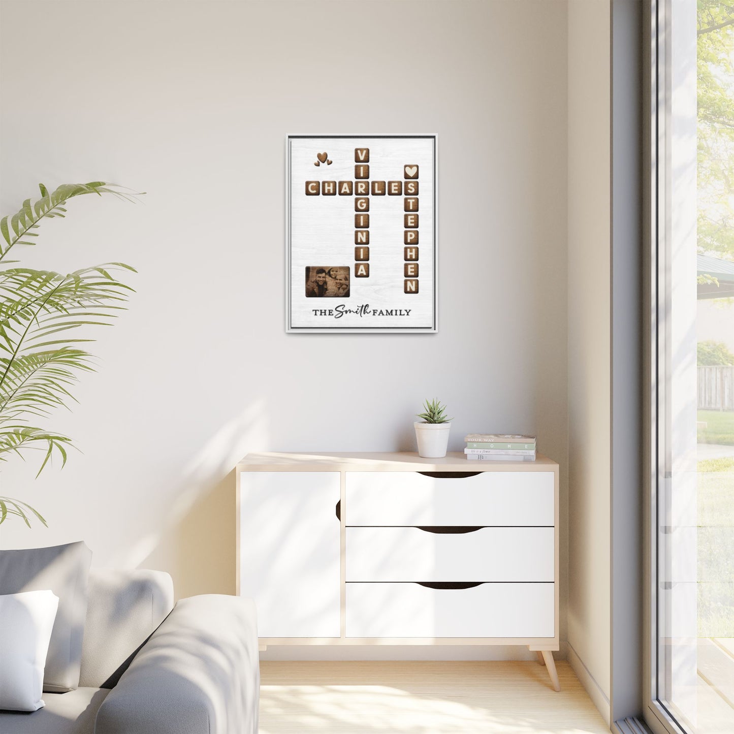 Personalized Family Name Sign Scrabble - Custom Family Name Scrabble Wall Art - Wooden Textured Family Keepsake Poster - Unique Home Décor & Gift