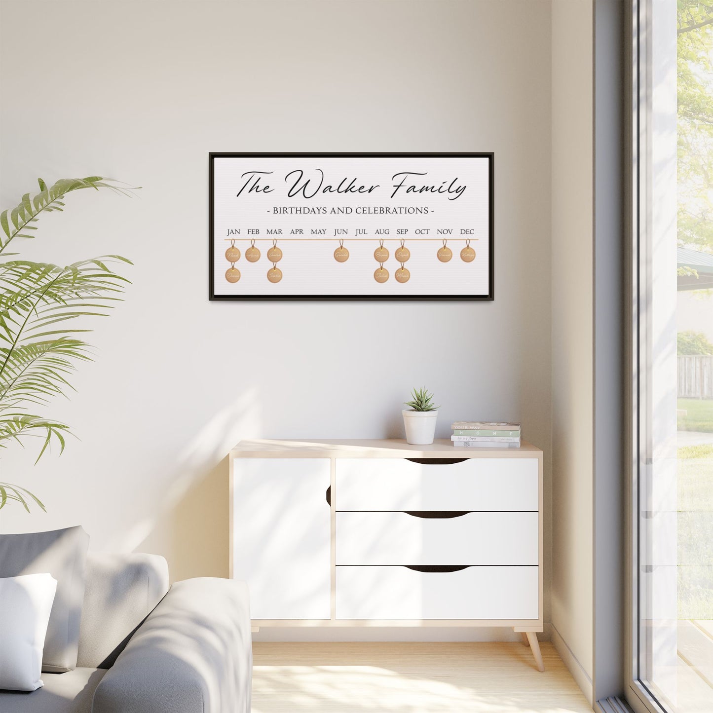 Personalized Family Name Sign with Kids Names | Custom Sign Boards for Family Birthdays and Celebrations | Kids Birthday Calendar Sign