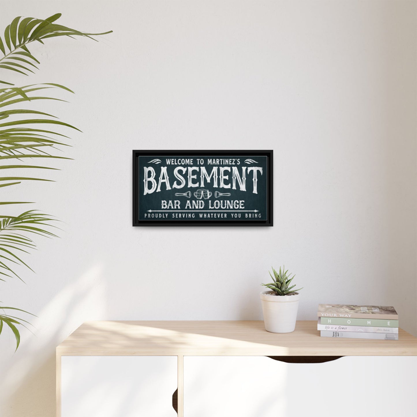 Personalized Basement Bar and Lounge Sign | Vintage Bar Sign | Home Pub & Man Cave Decor | Custom Hanging Bar Sign | Cocktail Menu & Wall Art