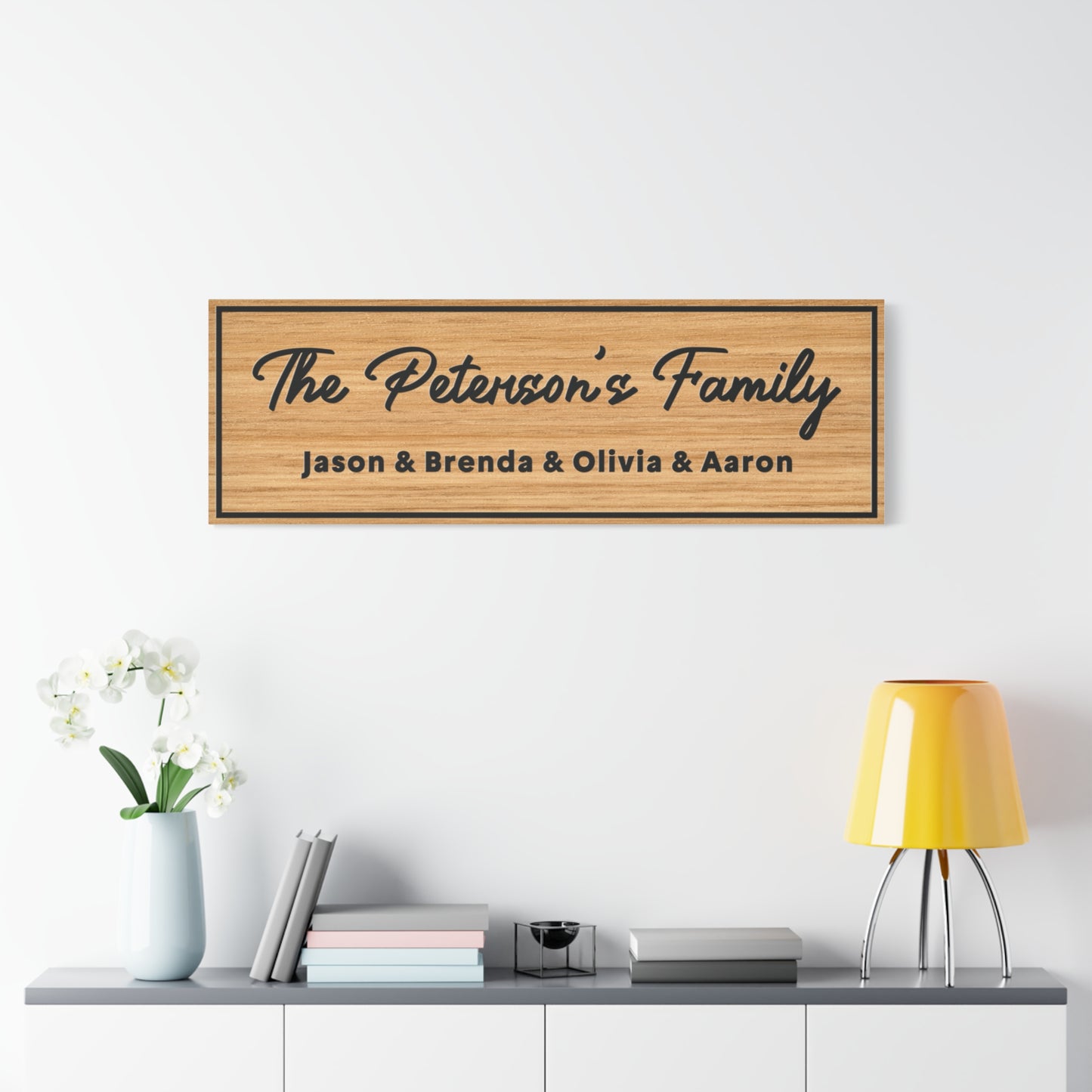 Personalized Family Name Sign with Kids' Names - Custom Wood Framed Kid Name Wall Art - Farmhouse Home Décor - Wedding Gift - Housewarming Present - Rustic Style Living Room or Bedroom