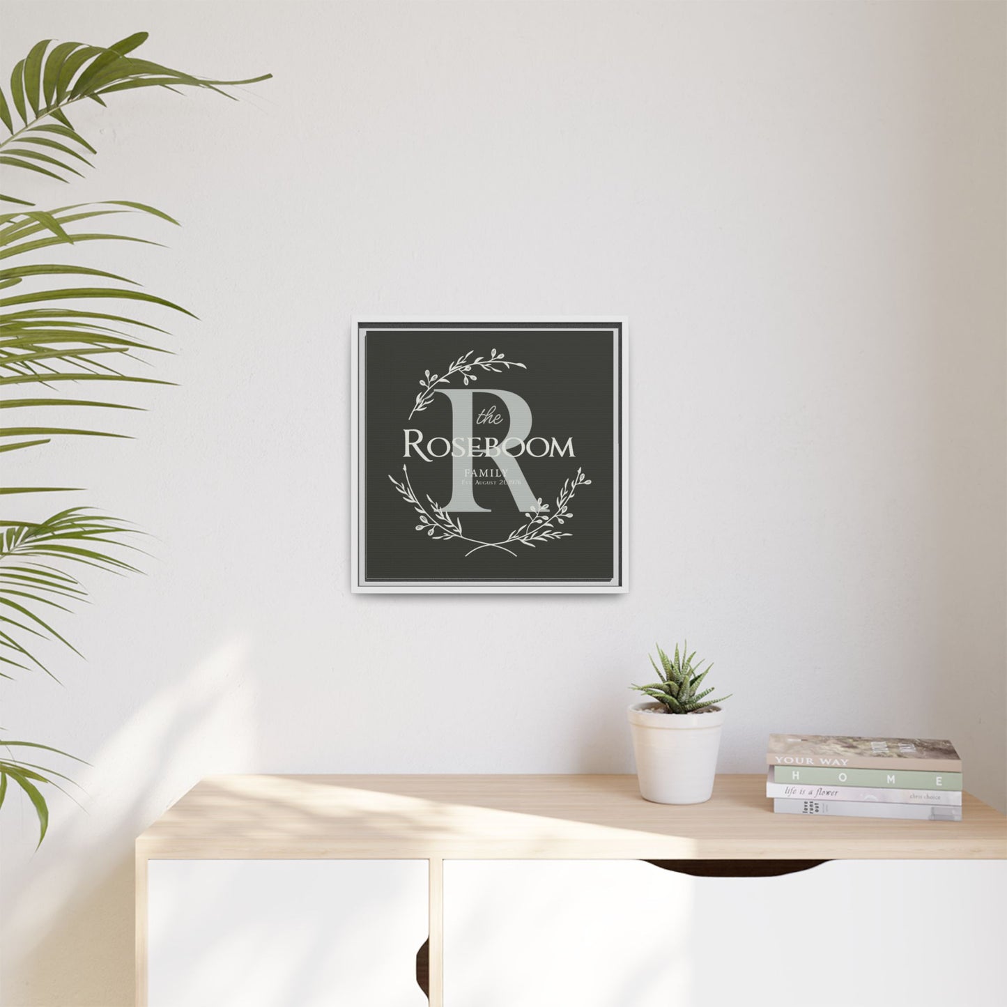 Personalized Monogrammed Wall Art - Custom Printed Wood Family Name Sign With Monogram Initial, Framed Wooden Last Name Sign for Home Decor, Wedding Gift, Anniversary, Housewarming, or Valentine’s Day