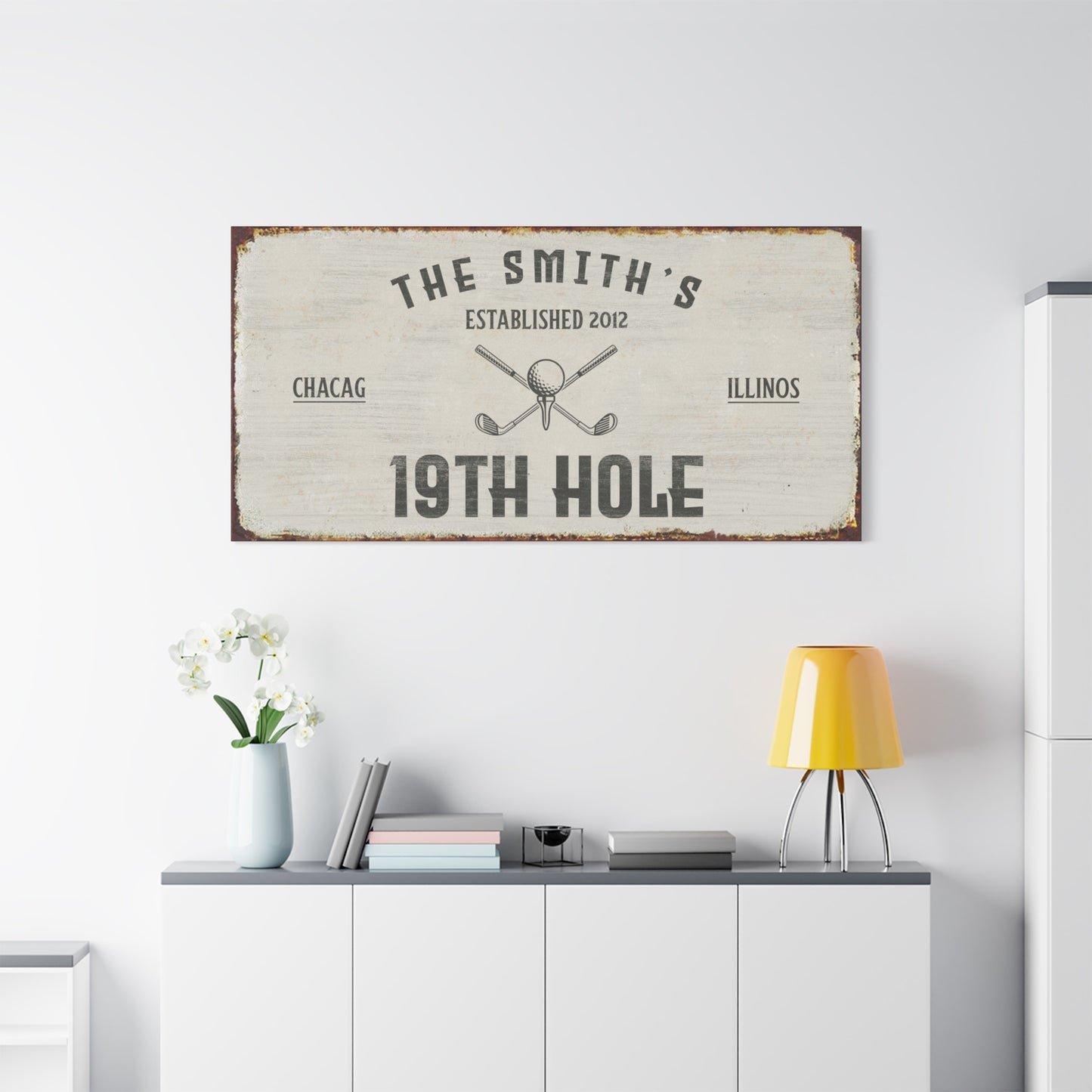 Personalized 19th Hole Signs - Custom Vintage Golf Wall Art, Golf Club Portrait, Golf Lover Gift, Man Cave Decor, Golf Gifts for Men, Husband, Dad, Boyfriend, Housewarming & Valentine’s Day Present