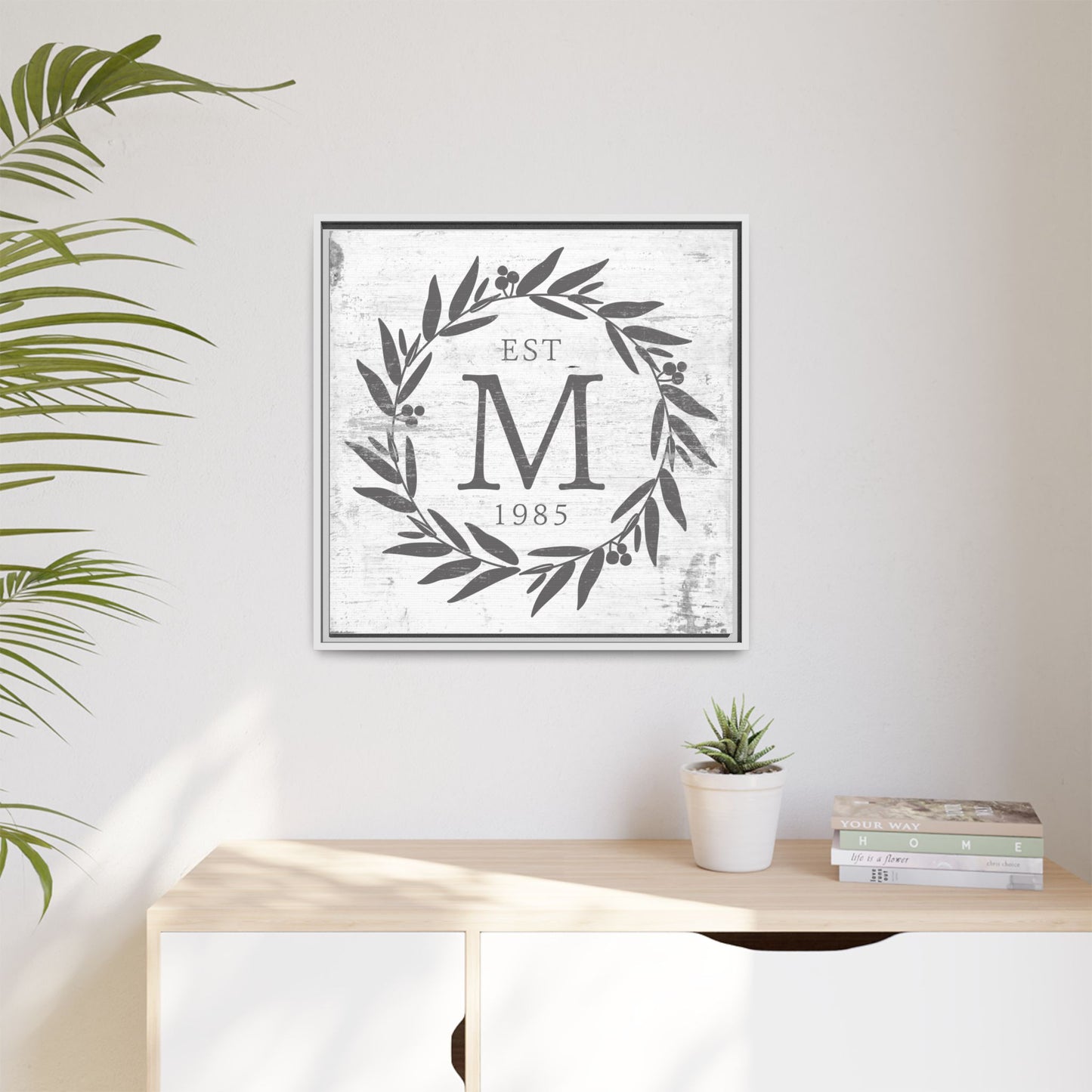 Personalized Monogram Family Last Name Sign - Custom Wall Art with Established Date for Home Décor, Wedding Gift, Farmhouse Style, Entryway or Living Room