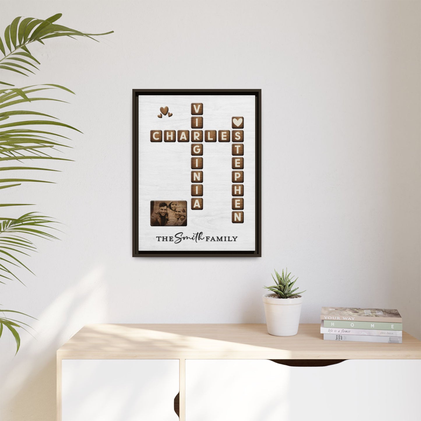 Personalized Family Name Sign Scrabble - Custom Family Name Scrabble Wall Art - Wooden Textured Family Keepsake Poster - Unique Home Décor & Gift