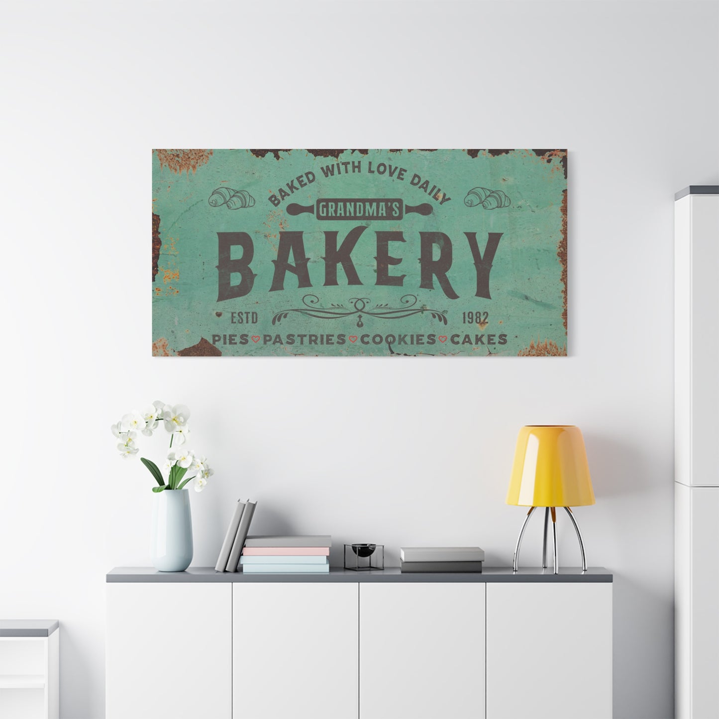 Custom Bakery Sign – Personalized Bake Shop Open Sign, Vintage Rustic Kitchen Decor, Premium Quality Bakery Wall Art, Custom Baking Gift for Bakers, Beach House & Farmhouse Kitchen Decoration
