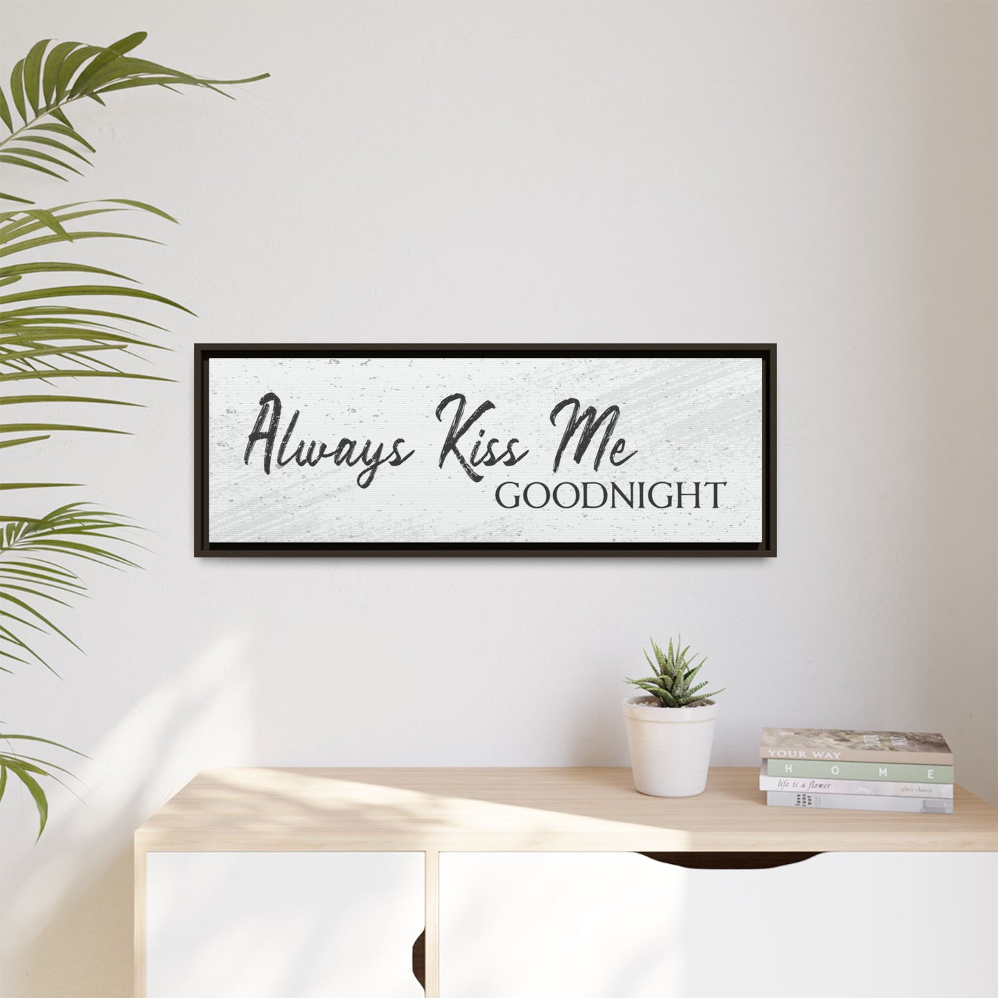 Personalized Goodnight Sign – Custom Romantic Bedroom Wall Art, Rustic Wood Vintage Style Sign, Over Bed Decor, Bedroom Quote Poster, Anniversary Gift