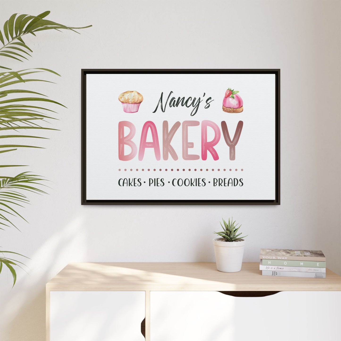 Custom Kids Bakery Sign - Personalized Bake Shop Sign for Play Kitchen & Girls Playroom Decor - Watercolor Baking Party Sign - Custom Kitchen Decor Gift for Daughter, Mom, or Grandma
