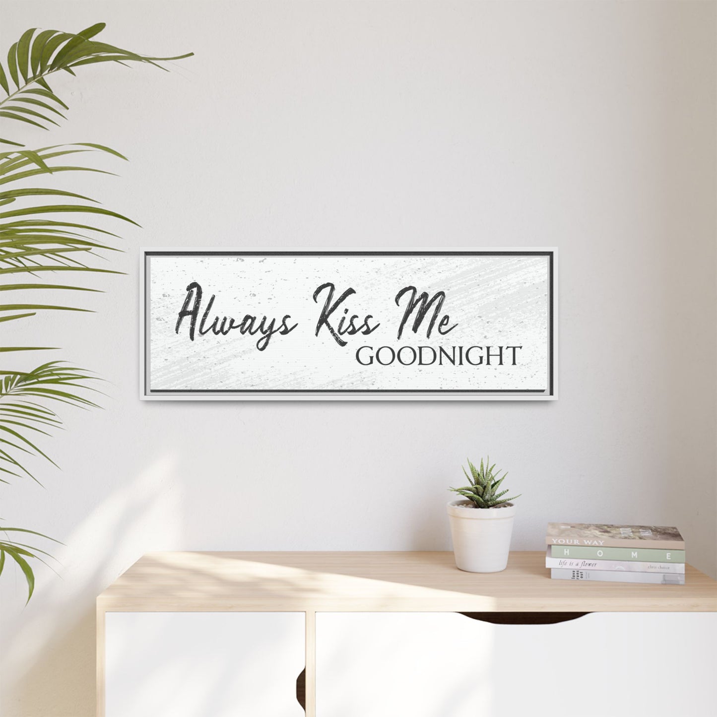 Personalized Goodnight Sign – Custom Romantic Bedroom Wall Art, Rustic Wood Vintage Style Sign, Over Bed Decor, Bedroom Quote Poster, Anniversary Gift