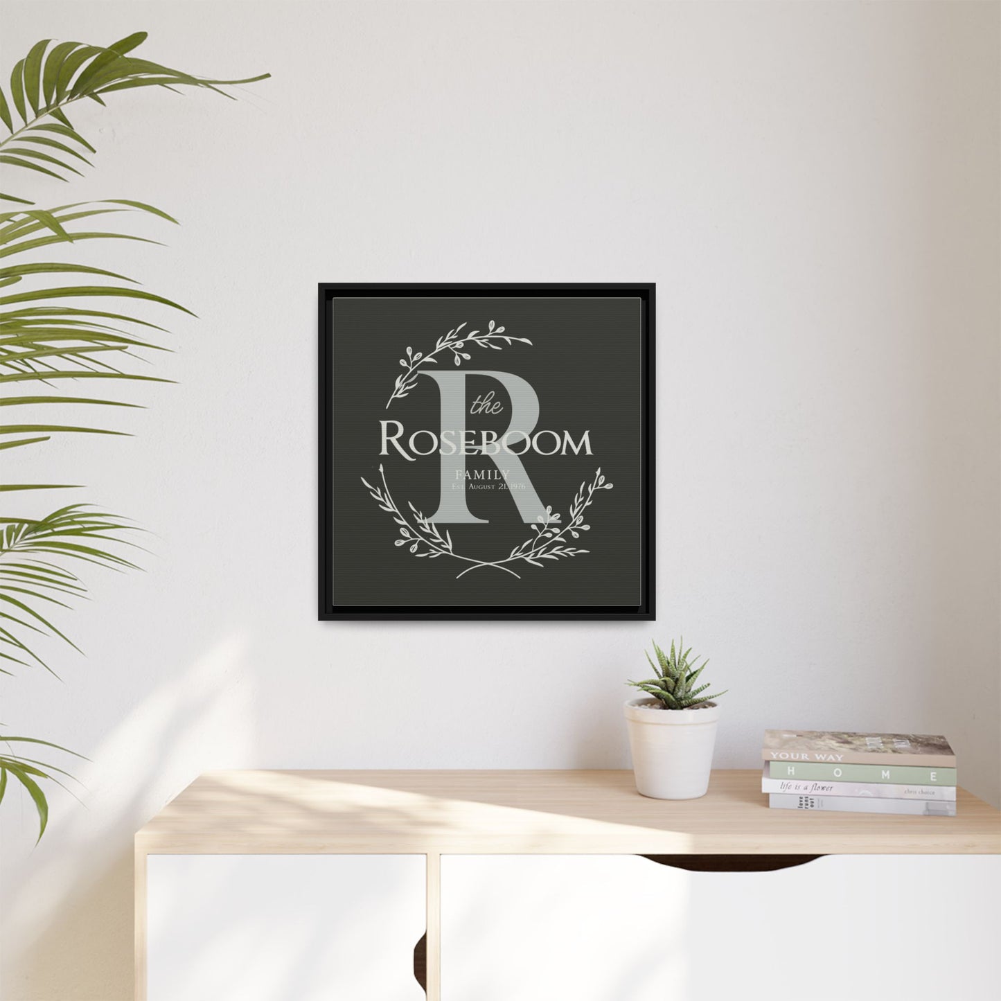 Personalized Monogrammed Wall Art - Custom Printed Wood Family Name Sign With Monogram Initial, Framed Wooden Last Name Sign for Home Decor, Wedding Gift, Anniversary, Housewarming, or Valentine’s Day