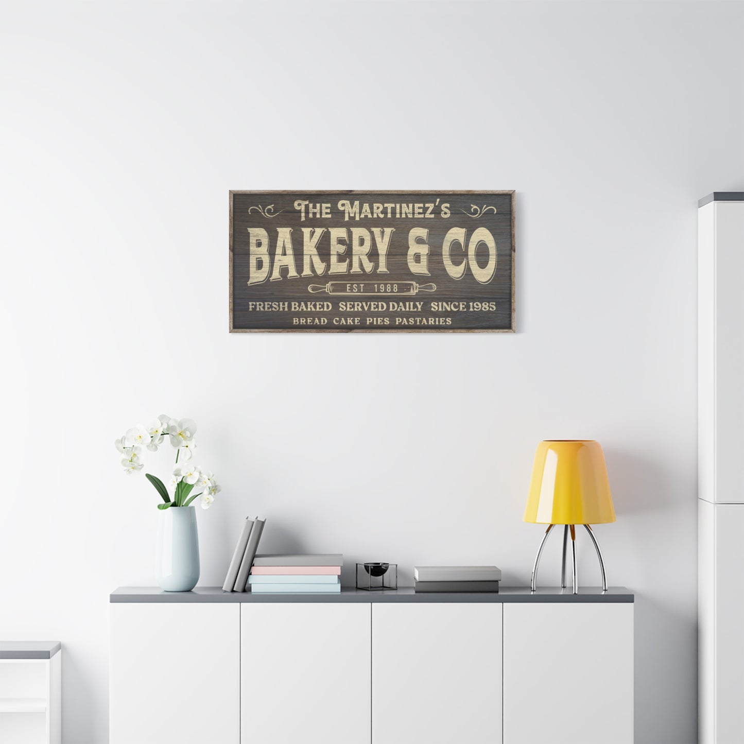 Personalized Baked Goods Sign - Fresh Daily Bakery Decor - Custom Kitchen Name Sign - Rustic Vintage Bake Shop Sign - Homemade Pies & Cakes Wall Decor - Premium Quality Bakery Sign