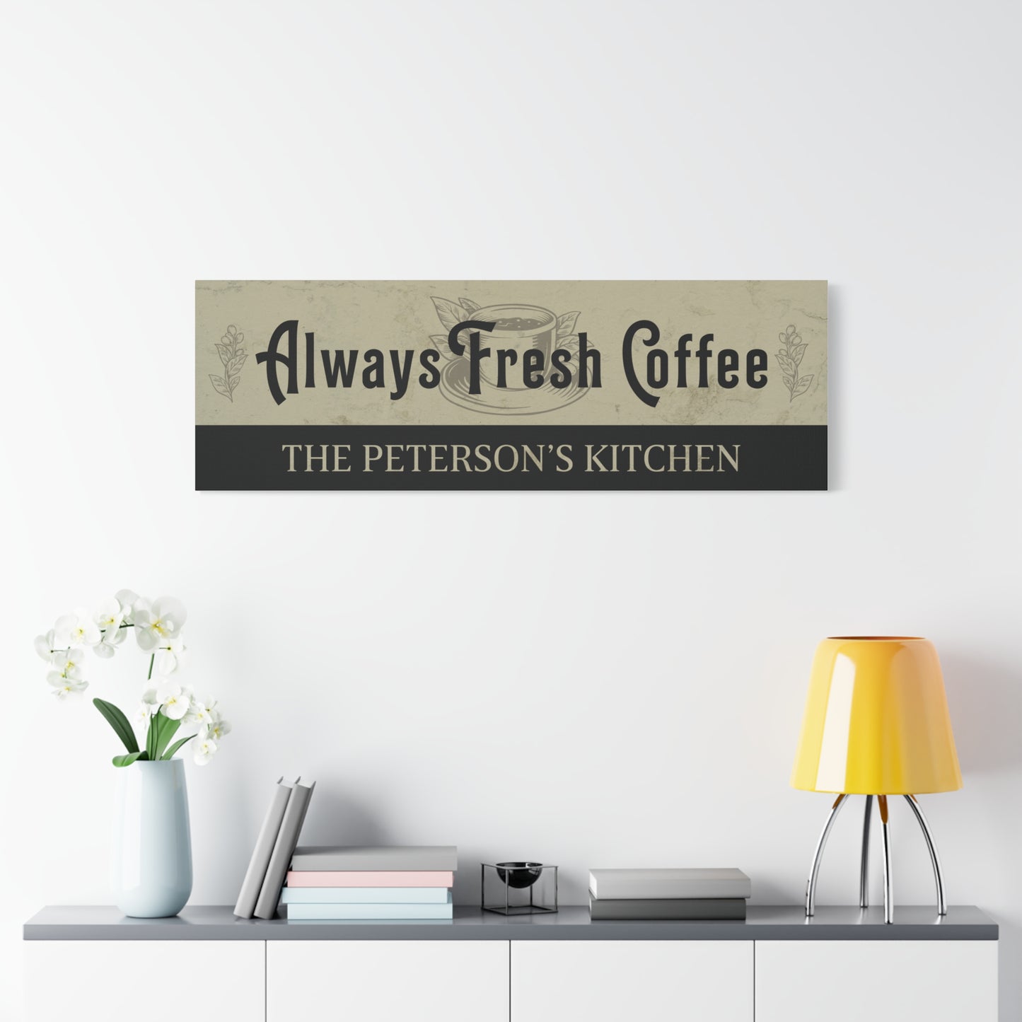 Personalized Rustic Coffee Sign for Kitchen Decor - Customizable Cafe Barista Shop Sign - Fresh Hot Coffee Bar, Coffee Shop, Restaurant & Home Bar Decoration