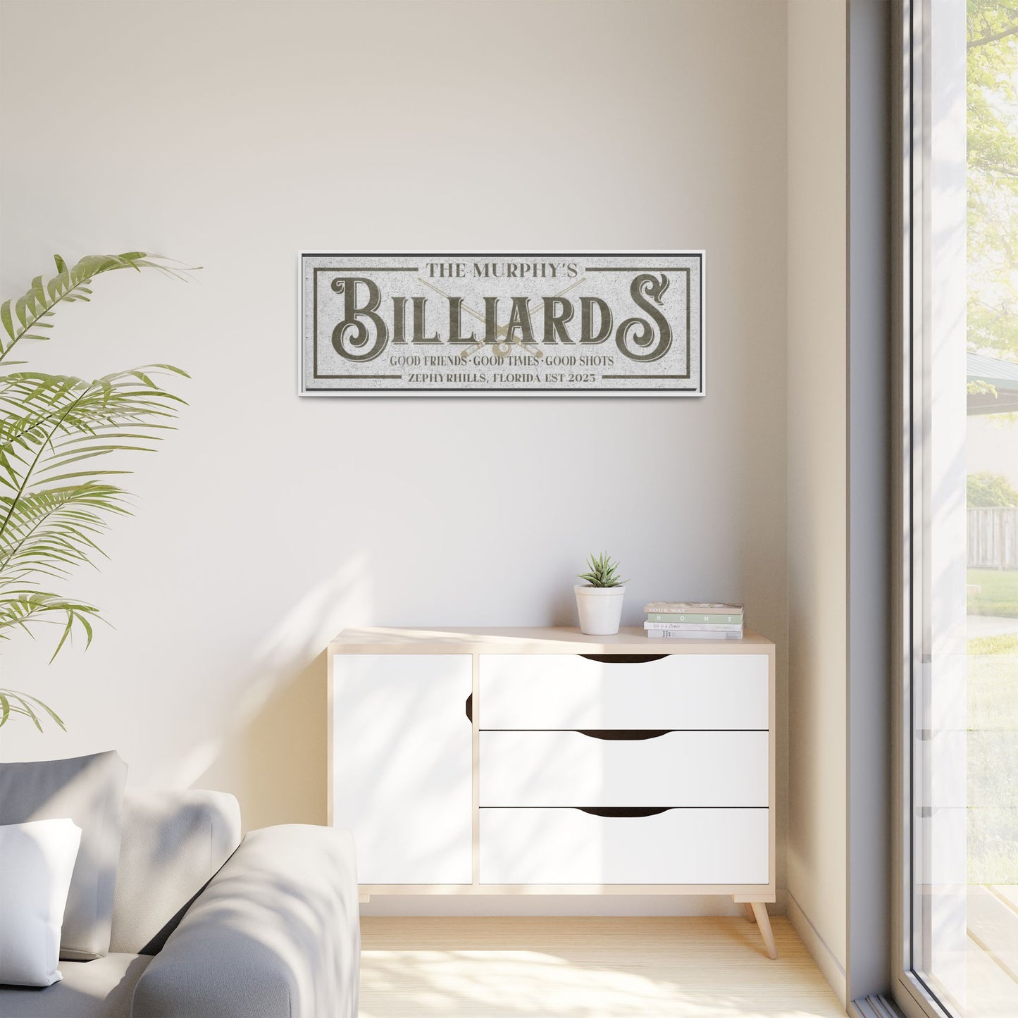 Personalized Billiards Sign - Custom Modern Farmhouse Pool Hall Wall Art, Billiards Decor for Game Room, Man Cave, Bar, and Father's Day Gift - Customizable Family Name or Custom Outdoor Sign