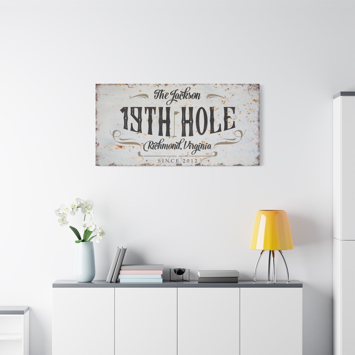 Personalized 19th Hole Signs - Custom Vintage Golf Wall Art Sign , Bedroom, Basement, Home Bar - Golf Canvas Gift for Husband, Dad, Wedding, Anniversary, Golf Lovers, Coaches & Fans