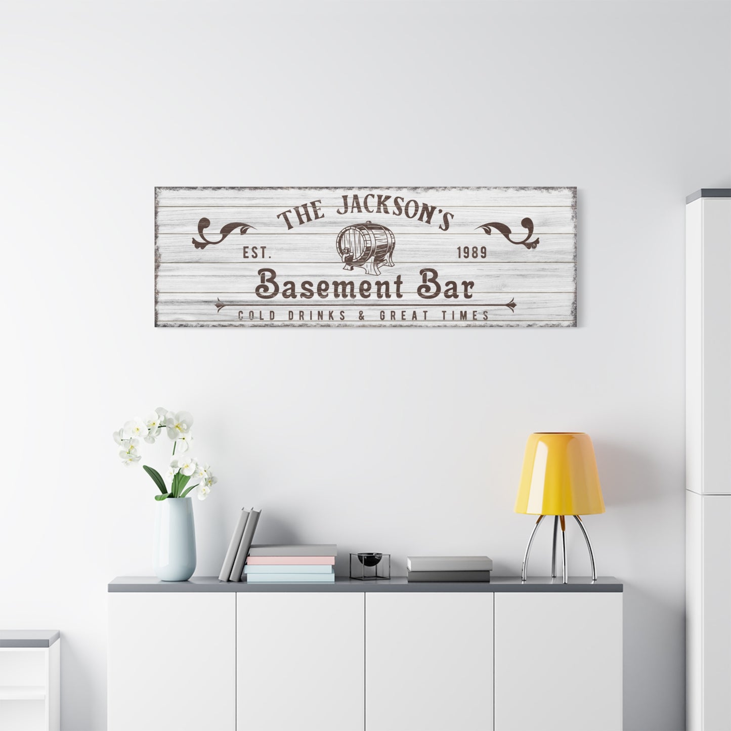 Personalized Basement Bar Sign - Rustic Pub & Man Cave Decor, Custom Wood Bar Sign for Home Bar, Bourbon Barrel Design, Ideal Gift for Him, Father's Day, Housewarming, and More