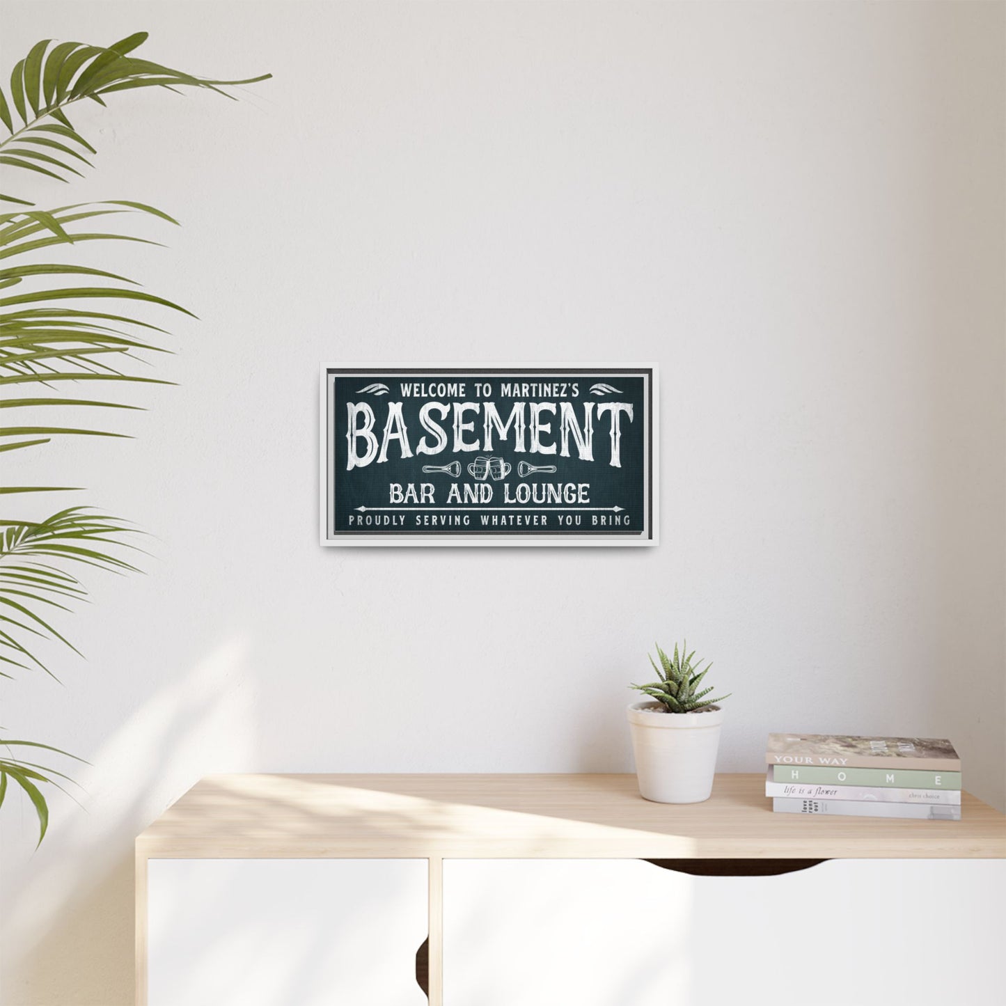 Personalized Basement Bar and Lounge Sign | Vintage Bar Sign | Home Pub & Man Cave Decor | Custom Hanging Bar Sign | Cocktail Menu & Wall Art