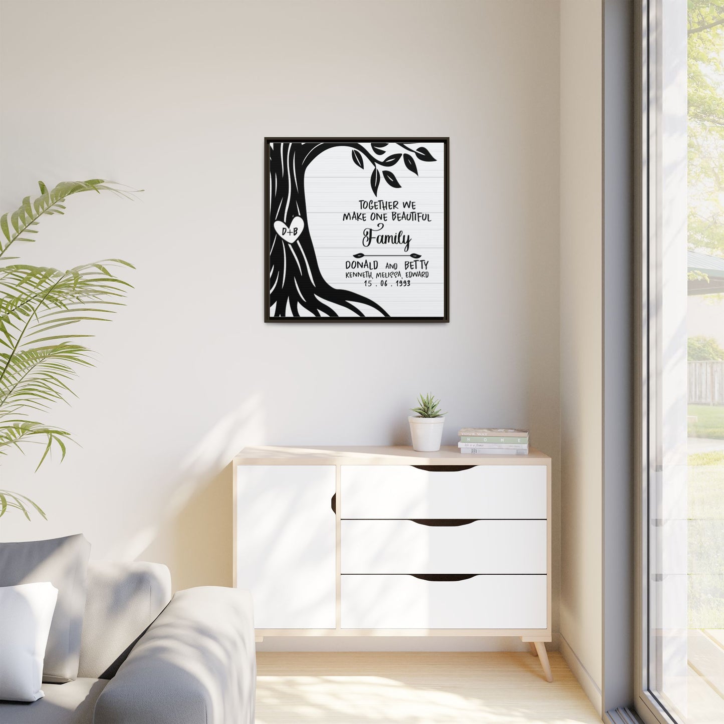 Custom Family Tree Sign - Personalized Family Tree Template, Ancestral Pedigree & Genealogy Chart Wall Art -Adoption Quote - Second Marriage Decor