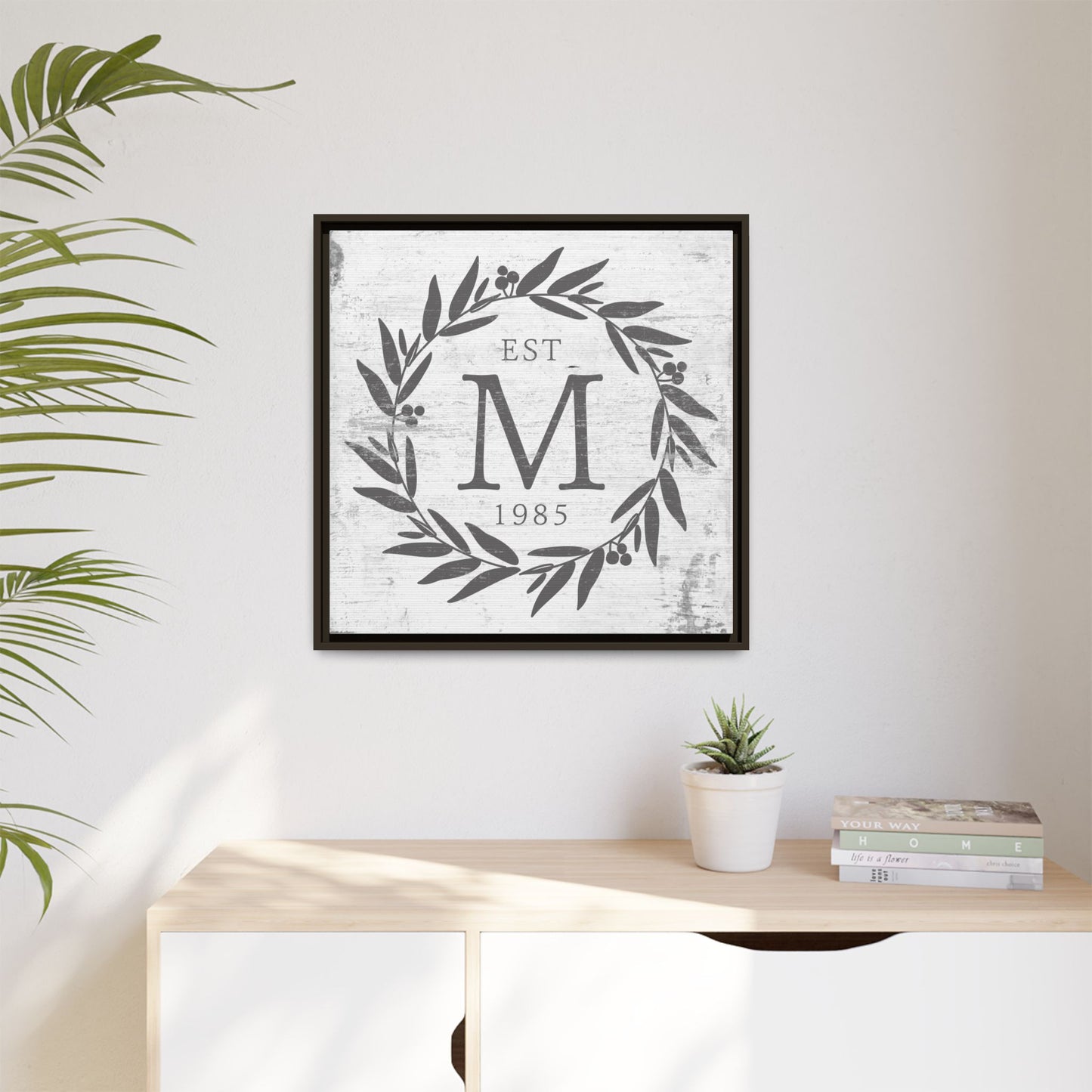 Personalized Monogram Family Last Name Sign - Custom Wall Art with Established Date for Home Décor, Wedding Gift, Farmhouse Style, Entryway or Living Room