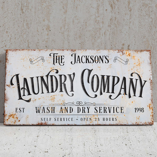 Personalized Laundry Room Sign - Service Sign, Custom Laundry Room Wall Decor, Rustic Vintage Signs, Wash Dry Fold Repeat, Laundry Room Art, Custom Gift Idea, Laundry Co Wall Art, Laundry Room Décor