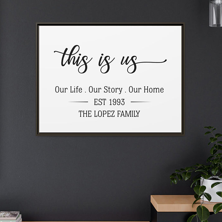This Is Us Family Name Sign | Our Life Our Story Our Home Last Name Wall Art | Personalized Family Sign for Living Room, Above Couch Decor