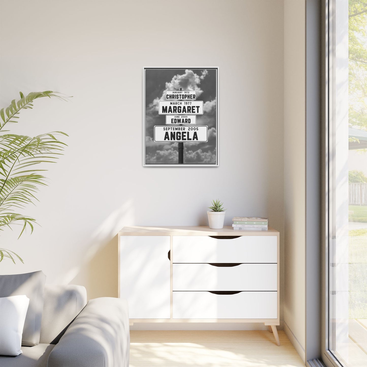 Personalized Family Name Street Sign Canvas | Custom Vintage Street Sign with Date of Birth | Multi-Names Custom Sign | Wedding, Anniversary, Engagement, Valentine's, and Father's Day Gift | Unique Custom Couple Sign