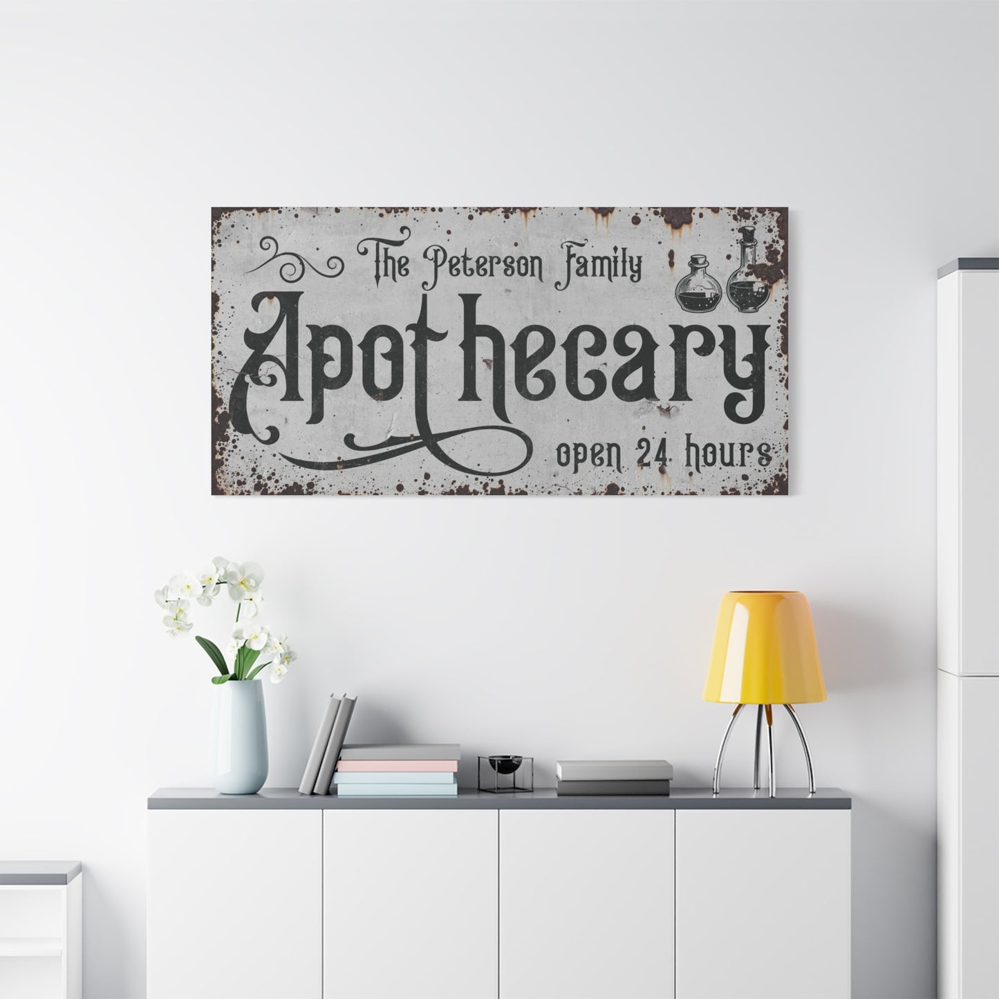Personalized Apothecary Sign – Custom Vintage Witch Wall Decor for Halloween, Gothic Modern Farmhouse Bathroom or Kitchen Art, Witchy Gift for Birthday, Christmas, or Halloween Party Decoration