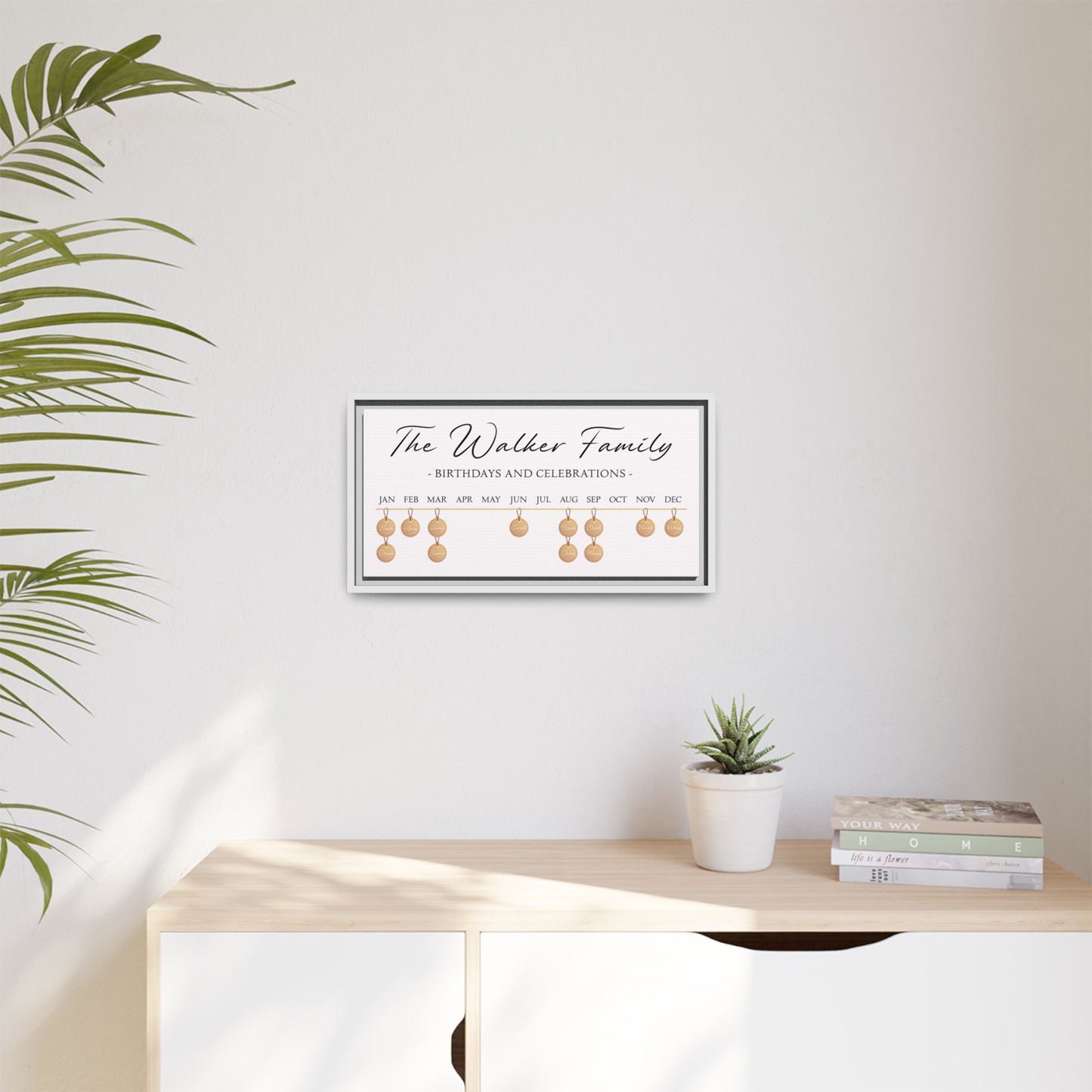 Personalized Family Name Sign with Kids Names | Custom Sign Boards for Family Birthdays and Celebrations | Kids Birthday Calendar Sign