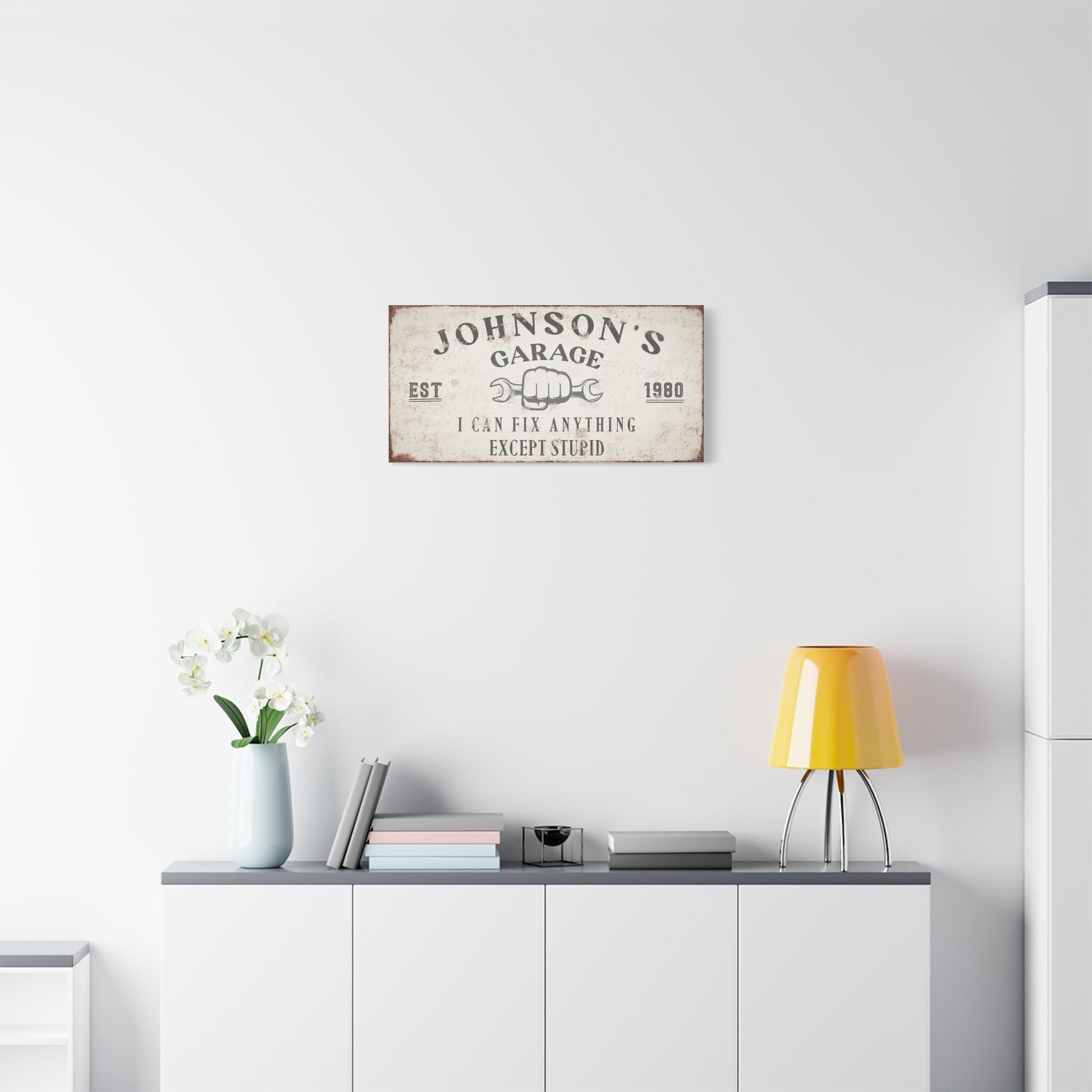 Personalized Garage Sign | Custom Family Name Garage Wall Art | Rustic Canvas Garage Decor | Vintage Man Cave Sign | Custom Workshop & Garage Wall Decor | Unique Gifts for Dad, Mechanics & Men