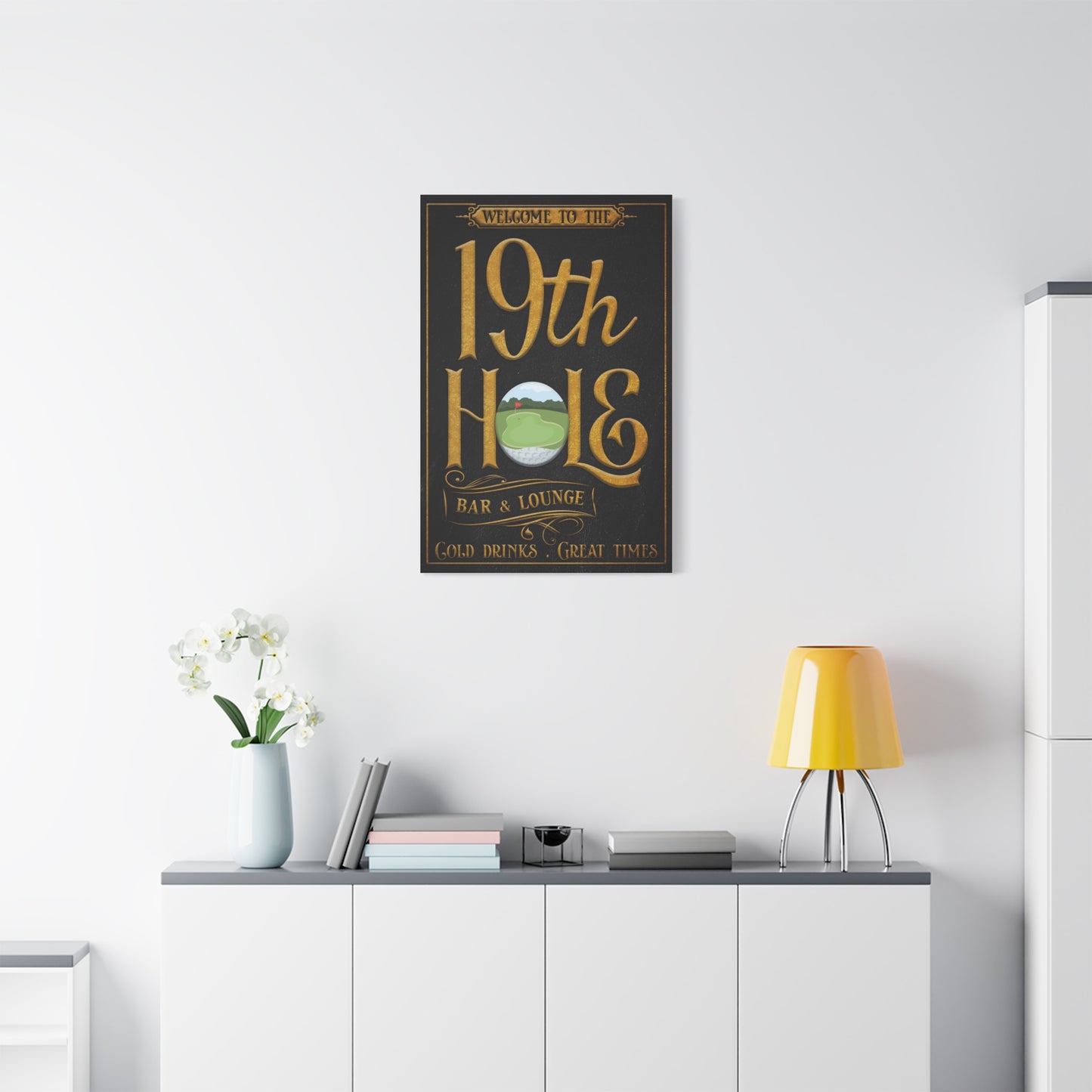 Personalized 19th Hole Signs - Custom 19th Hole Signs - Modern Golf Club Wall Art - Farmhouse Golfing Canvas - Clubhouse Decoration Art