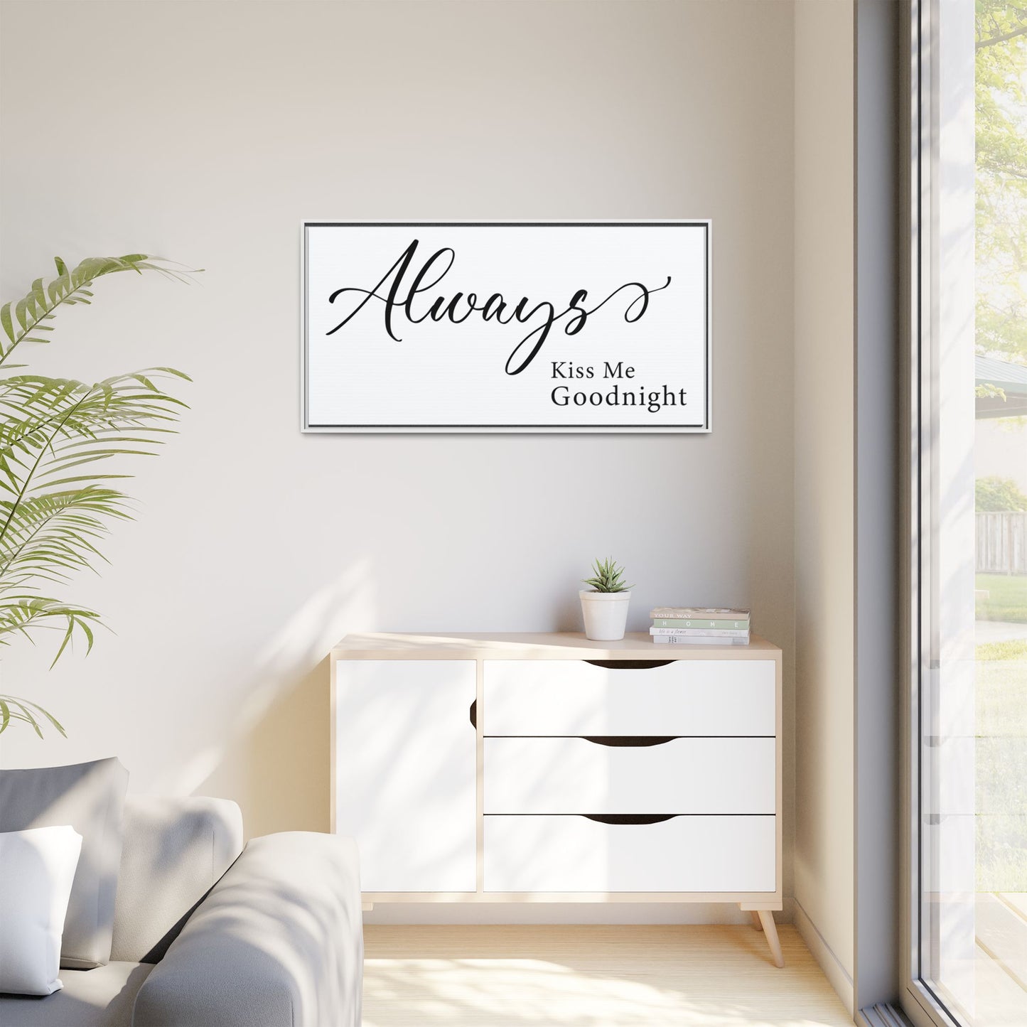 Personalized Goodnight Sign – Romantic Bedroom Wall Decor, Bedtime Quote, Love Wall Sticker for Above Bed, Valentine’s Day Gift, Wedding Card, Watercolor Calligraphy Poster