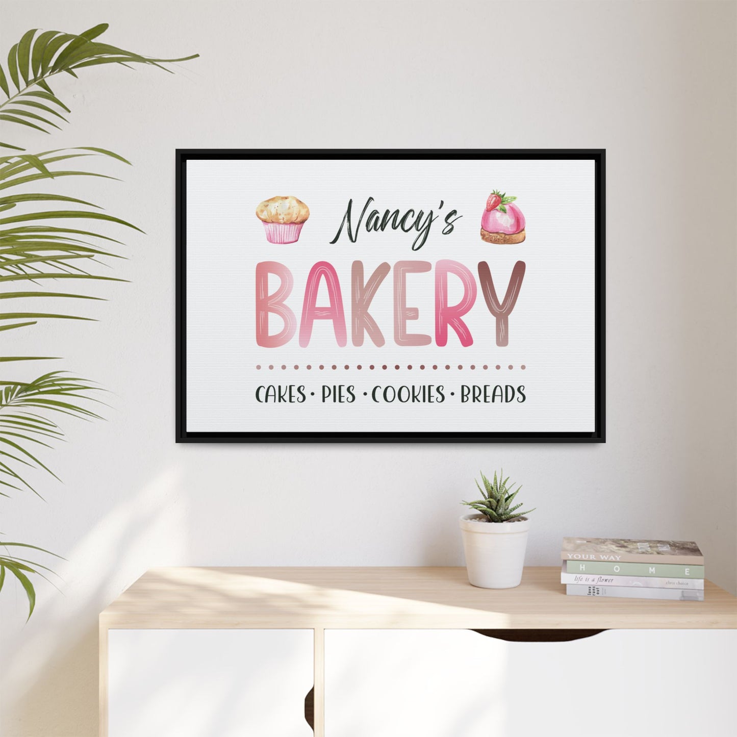 Custom Kids Bakery Sign - Personalized Bake Shop Sign for Play Kitchen & Girls Playroom Decor - Watercolor Baking Party Sign - Custom Kitchen Decor Gift for Daughter, Mom, or Grandma