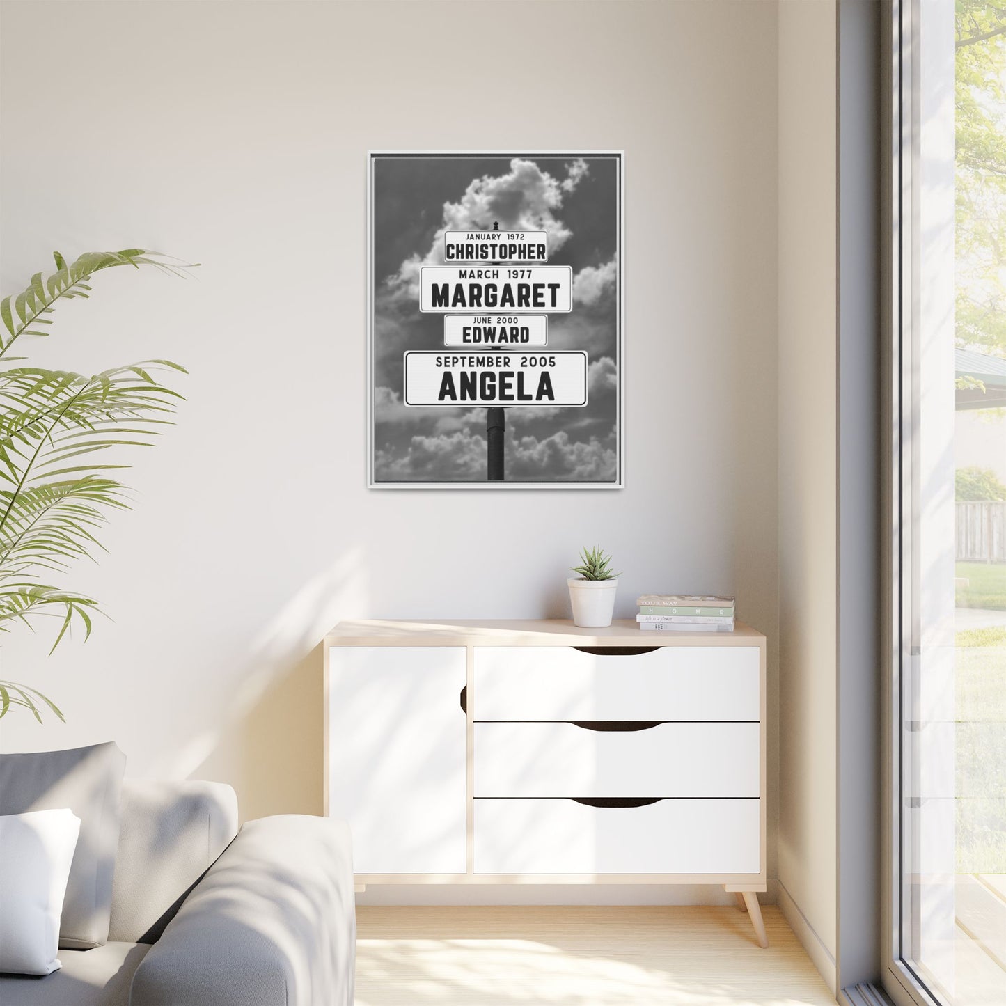 Personalized Family Name Street Sign Canvas | Custom Vintage Street Sign with Date of Birth | Multi-Names Custom Sign | Wedding, Anniversary, Engagement, Valentine's, and Father's Day Gift | Unique Custom Couple Sign