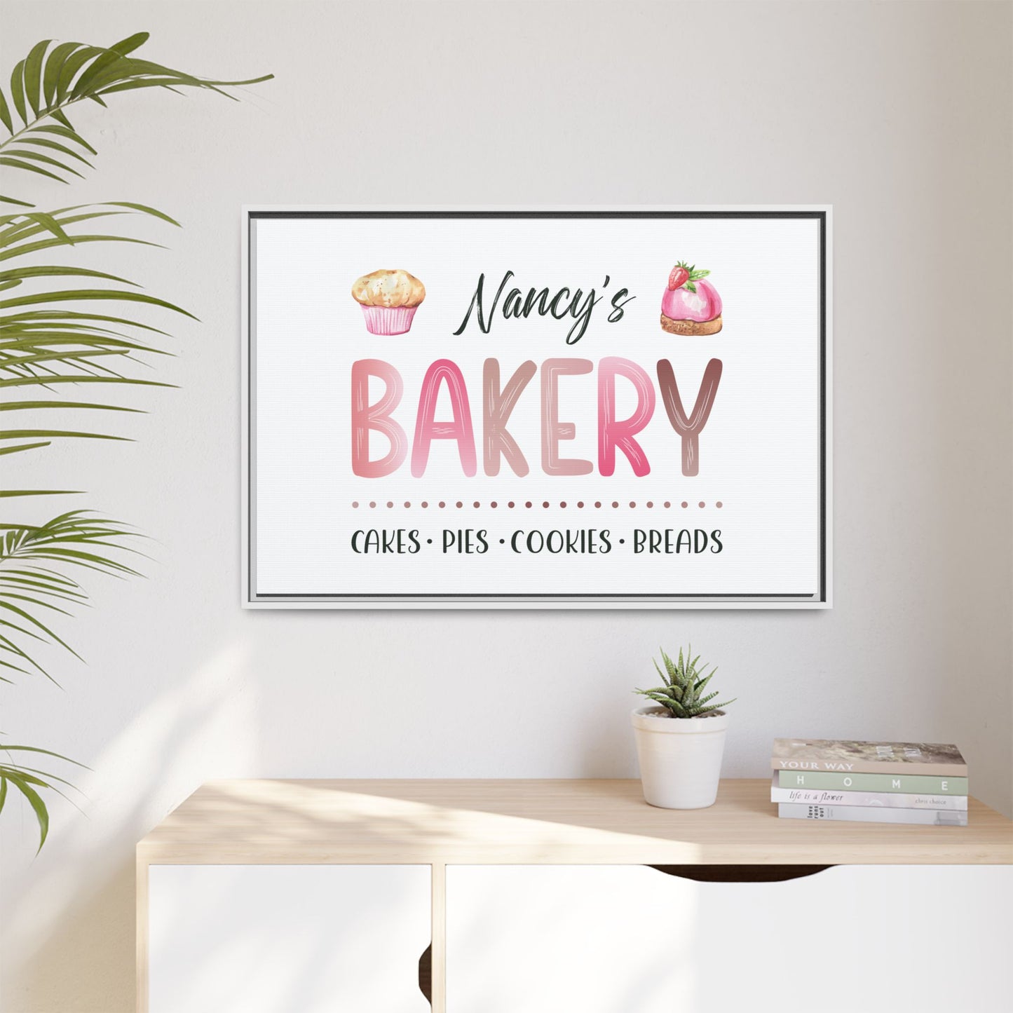 Custom Kids Bakery Sign - Personalized Bake Shop Sign for Play Kitchen & Girls Playroom Decor - Watercolor Baking Party Sign - Custom Kitchen Decor Gift for Daughter, Mom, or Grandma
