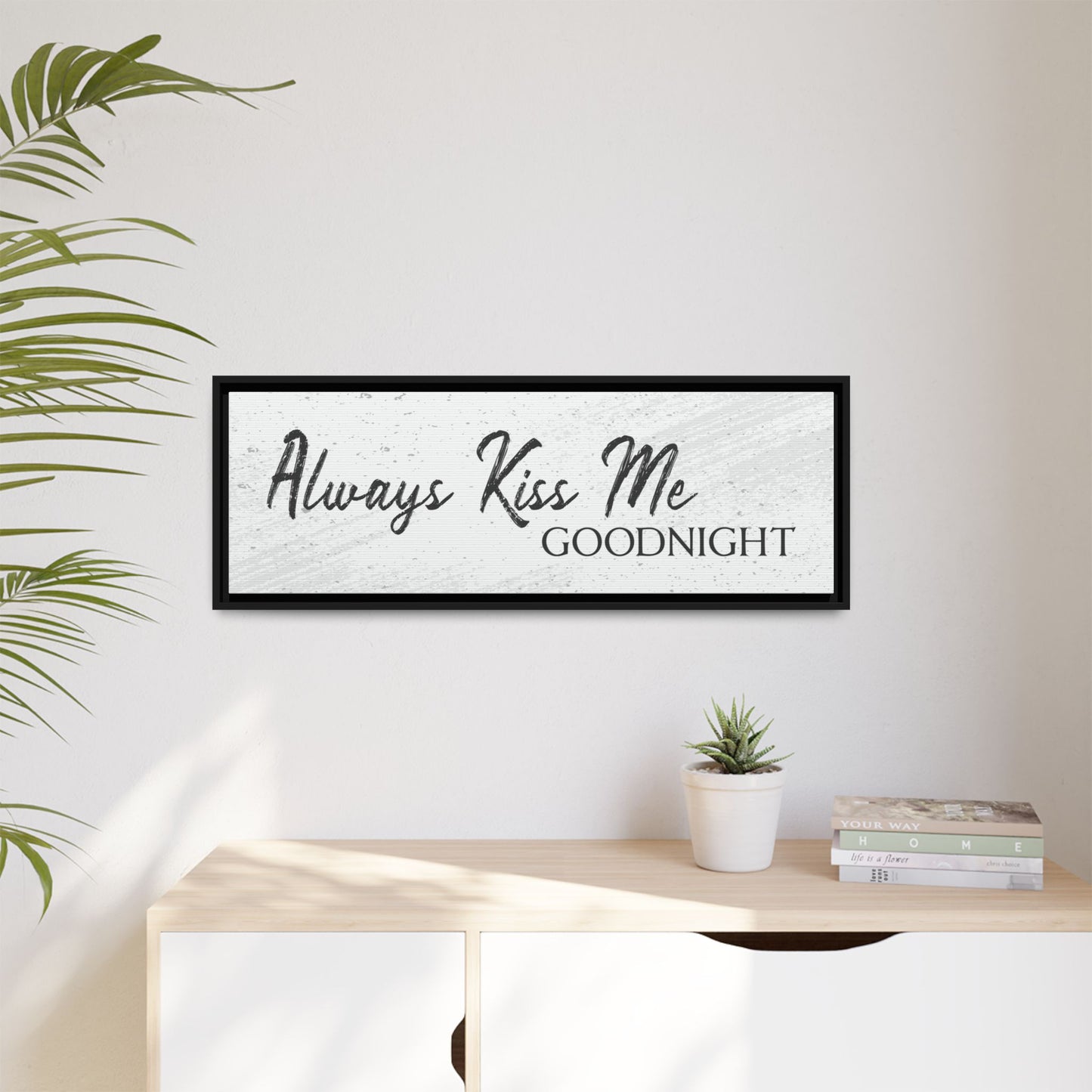 Personalized Goodnight Sign – Custom Romantic Bedroom Wall Art, Rustic Wood Vintage Style Sign, Over Bed Decor, Bedroom Quote Poster, Anniversary Gift