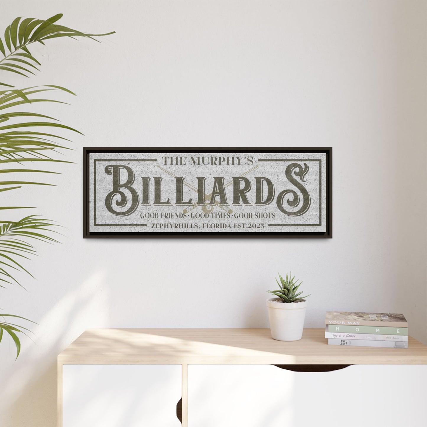 Personalized Billiards Sign - Custom Modern Farmhouse Pool Hall Wall Art, Billiards Decor for Game Room, Man Cave, Bar, and Father's Day Gift - Customizable Family Name or Custom Outdoor Sign