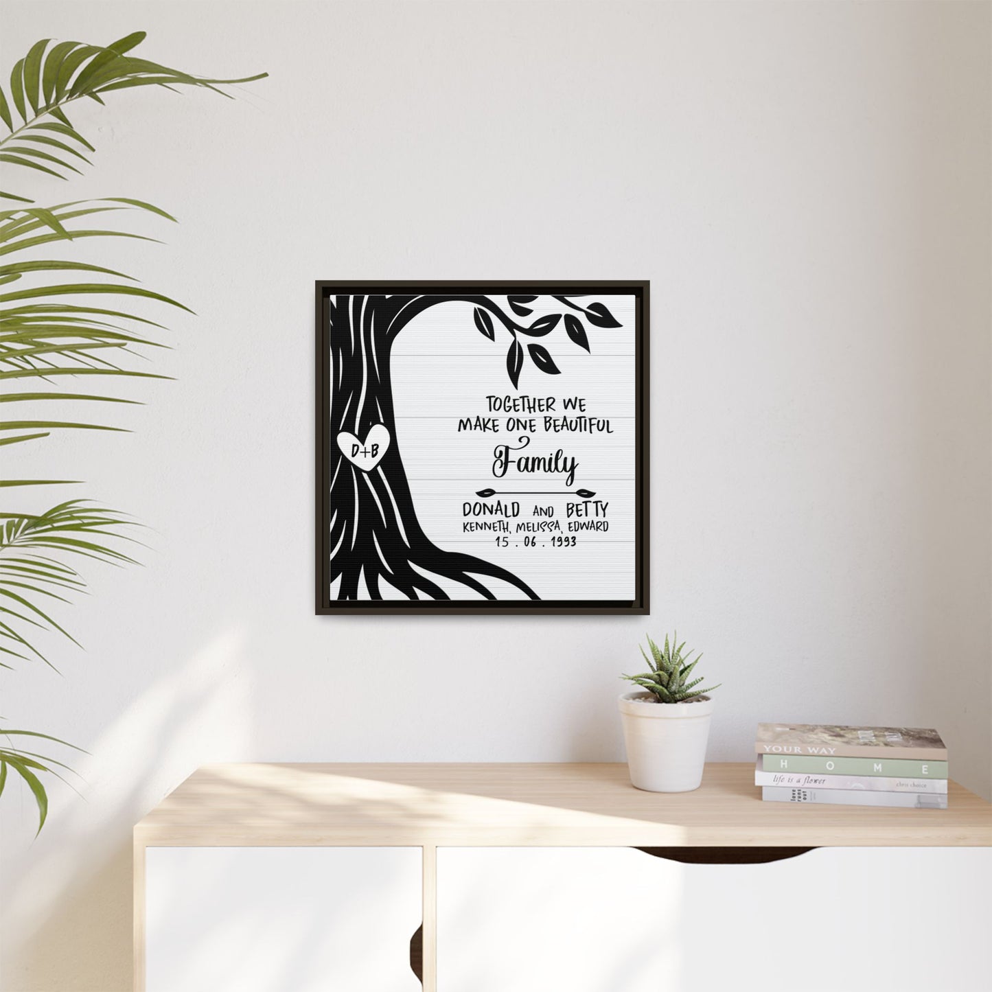 Custom Family Tree Sign - Personalized Family Tree Template, Ancestral Pedigree & Genealogy Chart Wall Art -Adoption Quote - Second Marriage Decor