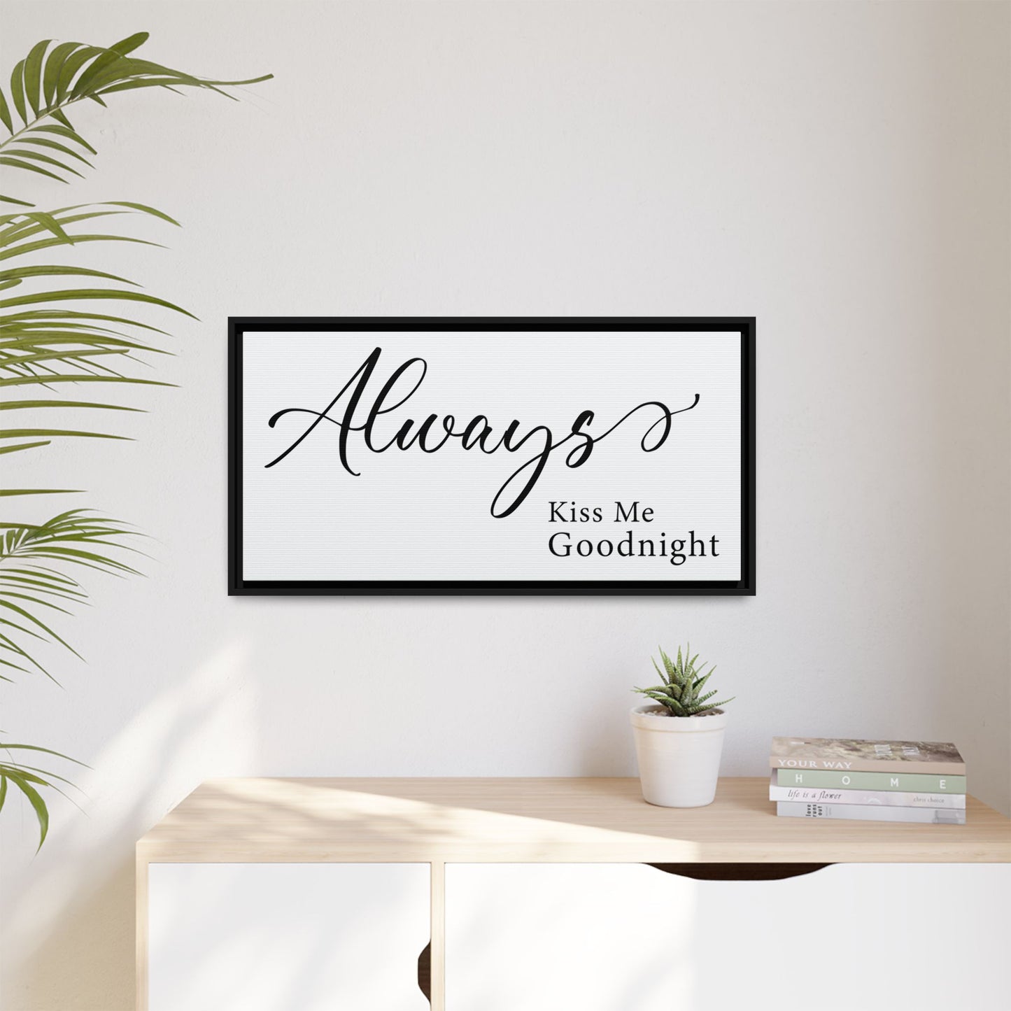 Personalized Goodnight Sign – Romantic Bedroom Wall Decor, Bedtime Quote, Love Wall Sticker for Above Bed, Valentine’s Day Gift, Wedding Card, Watercolor Calligraphy Poster