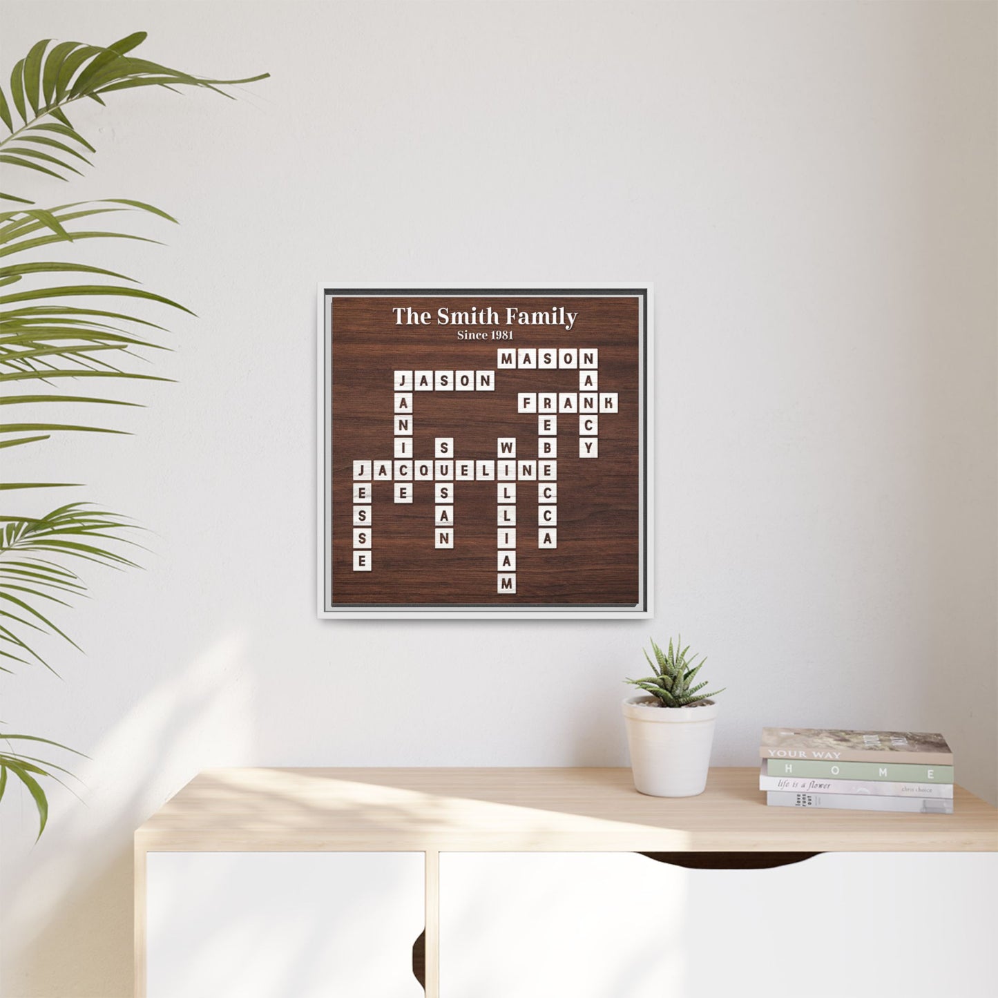 Personalised Scrabble Family Name Sign - Custom Family Tree Name Frame with Letter - Unique Scrabble Art Keepsake for Christmas, Weddings, Anniversaries & Family Gifts