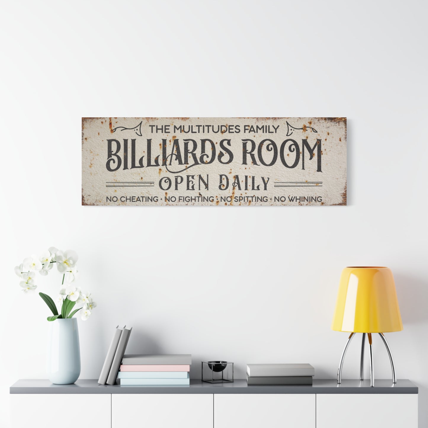 Custom Billiard Sign | Family Game Room Sign | Personalized Billiard Room & Man Cave Decor | Pool Room, Arcade, Poker, Darts, Bar & Gaming Wall Art | Father's Day & Holiday Gift