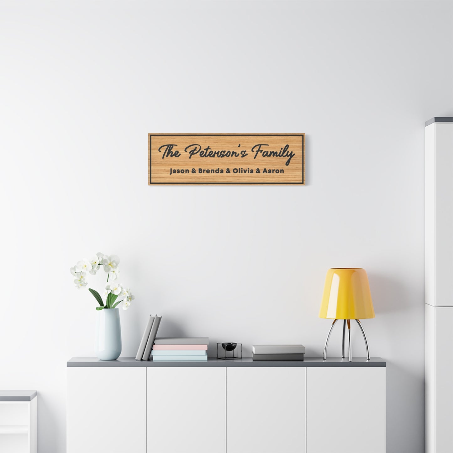 Personalized Family Name Sign with Kids' Names - Custom Wood Framed Kid Name Wall Art - Farmhouse Home Décor - Wedding Gift - Housewarming Present - Rustic Style Living Room or Bedroom